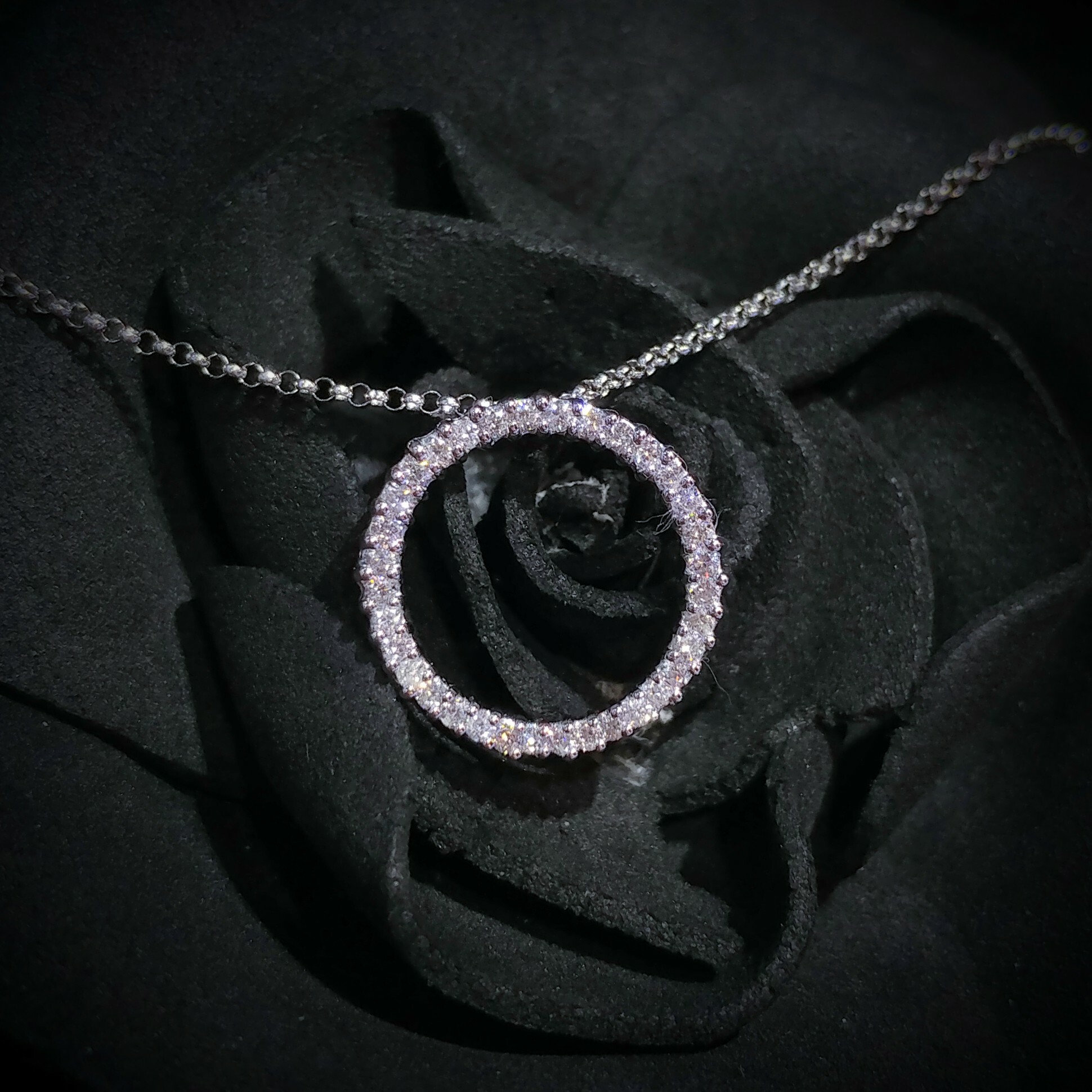 全新18K白金27份鑽石吊墜