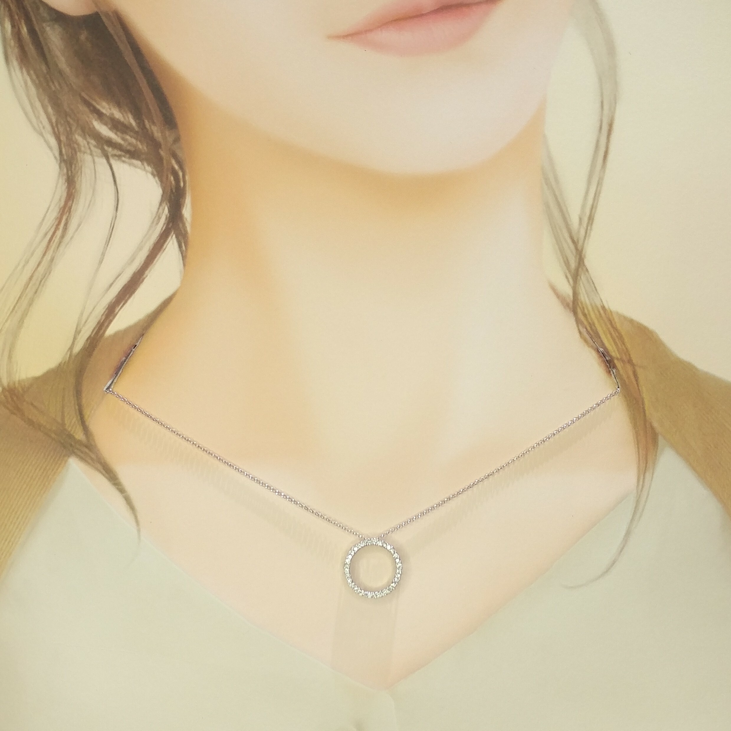 全新18K白金27份鑽石吊墜