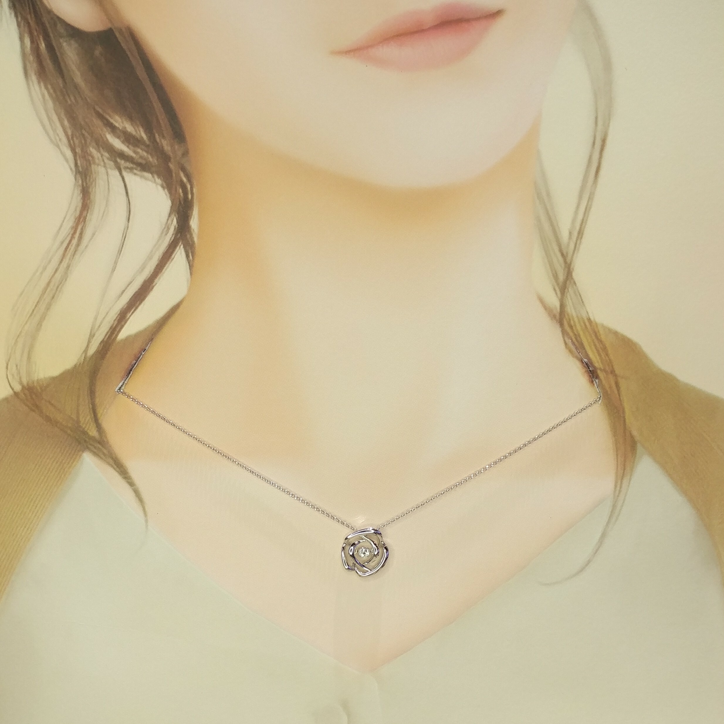 全新18K白金【單粒12份鑽石】吊墜