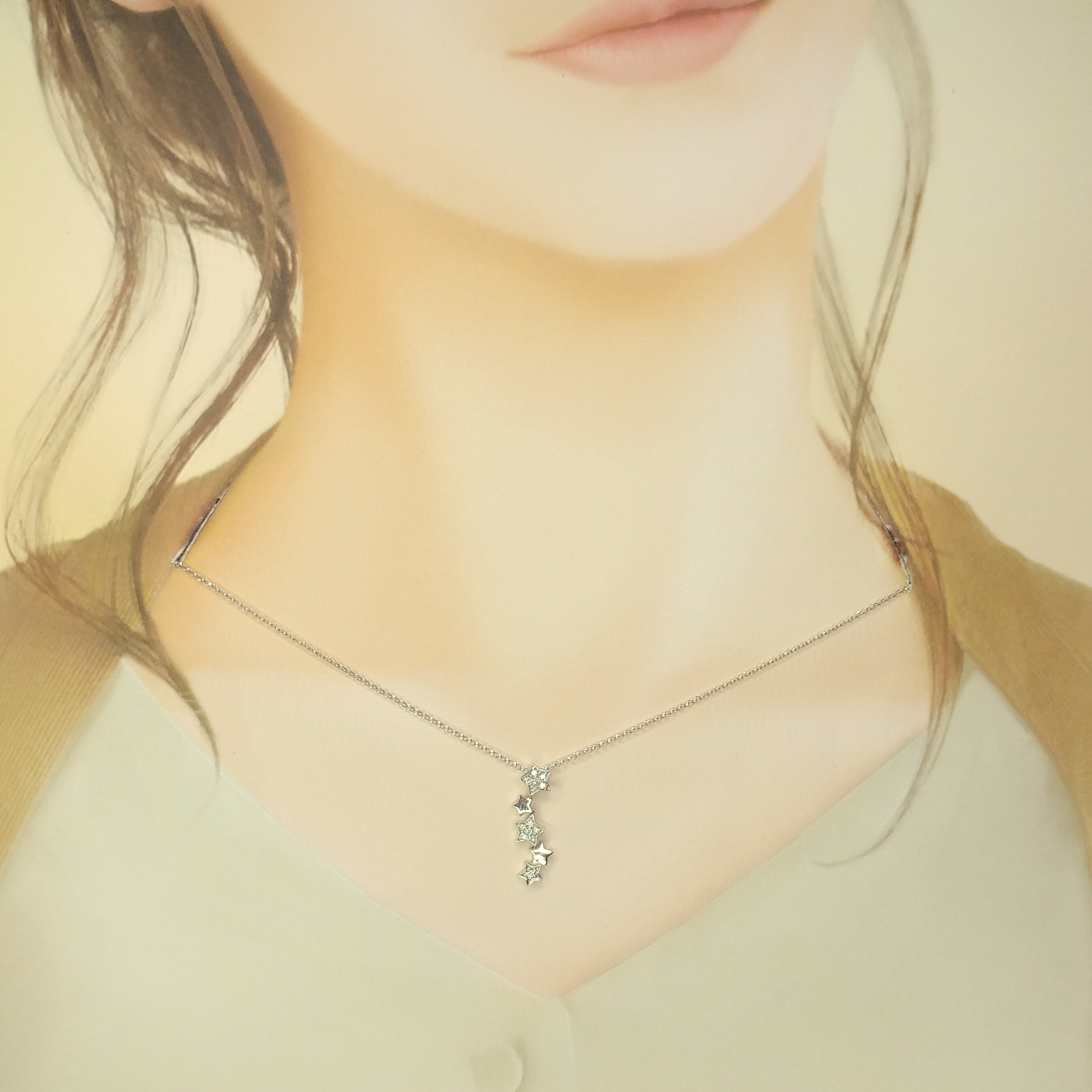 18K White Gold 0.09ct Diamond Pendant