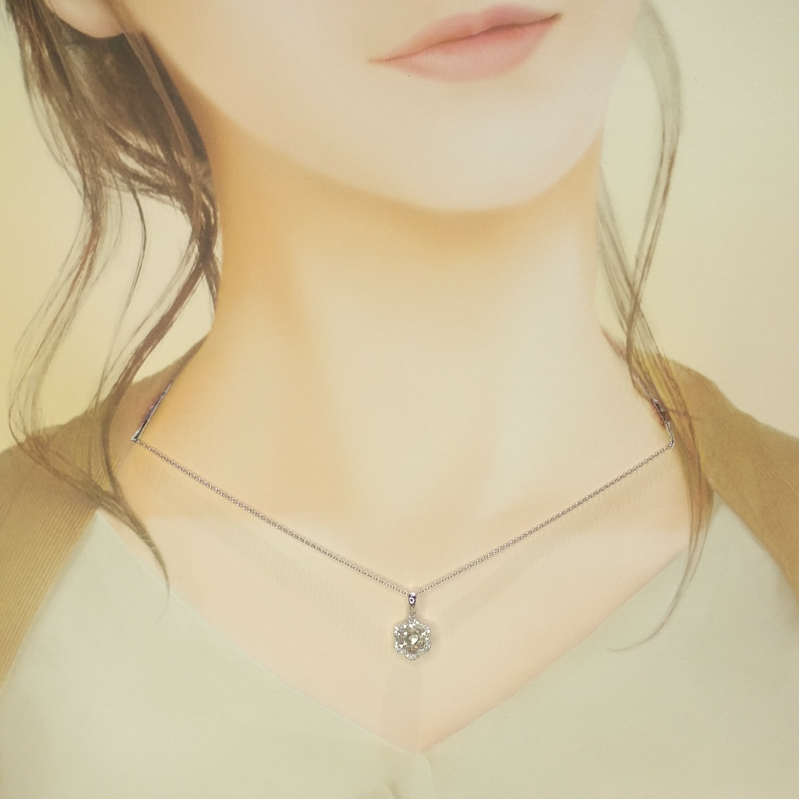 全新18K白金50份鑽石吊墜