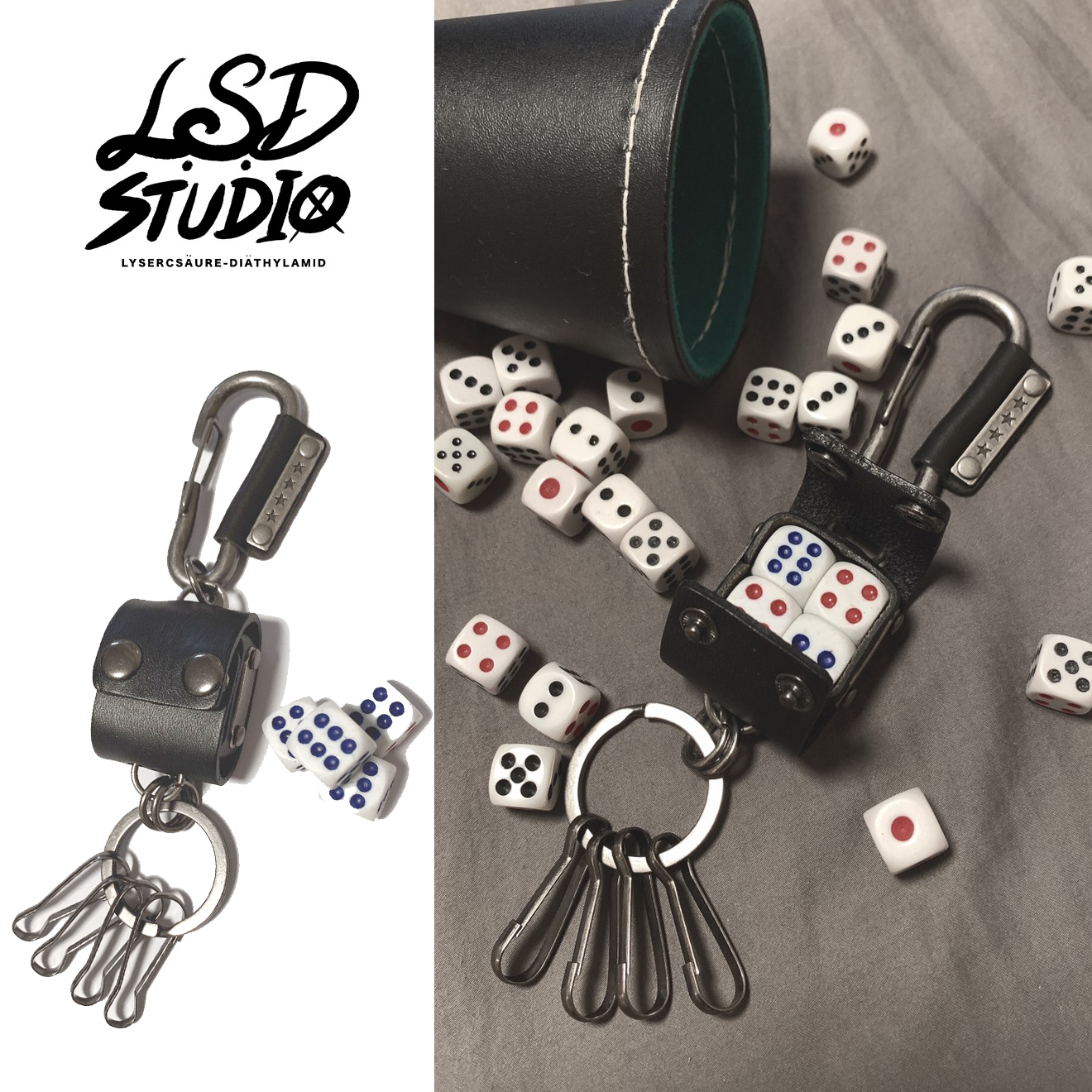 【SWSH004】十八辣來輸贏牛皮骰子收納設計鑰匙圈
