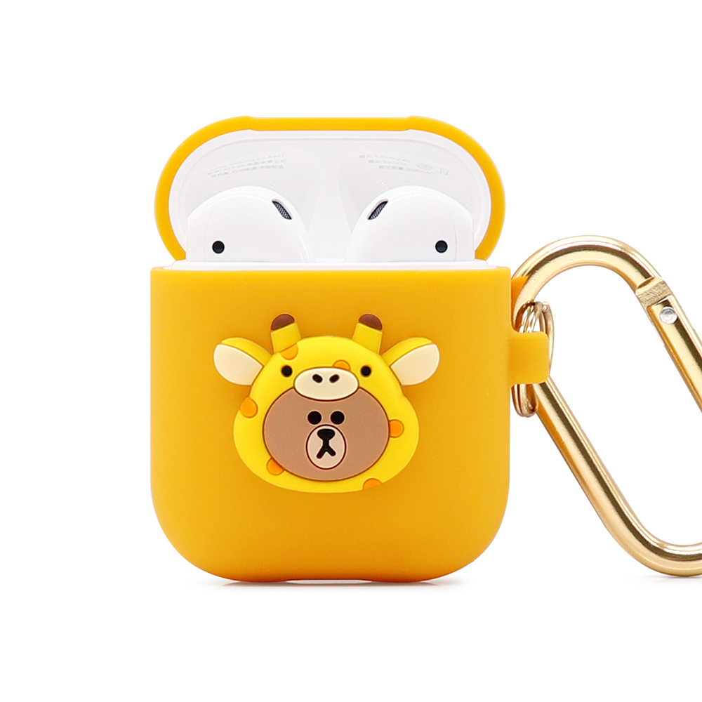 GARMMA LINE FRIENDS AirPods 1&2代 藍芽耳機盒保護套 叢林系列 長頸鹿熊大