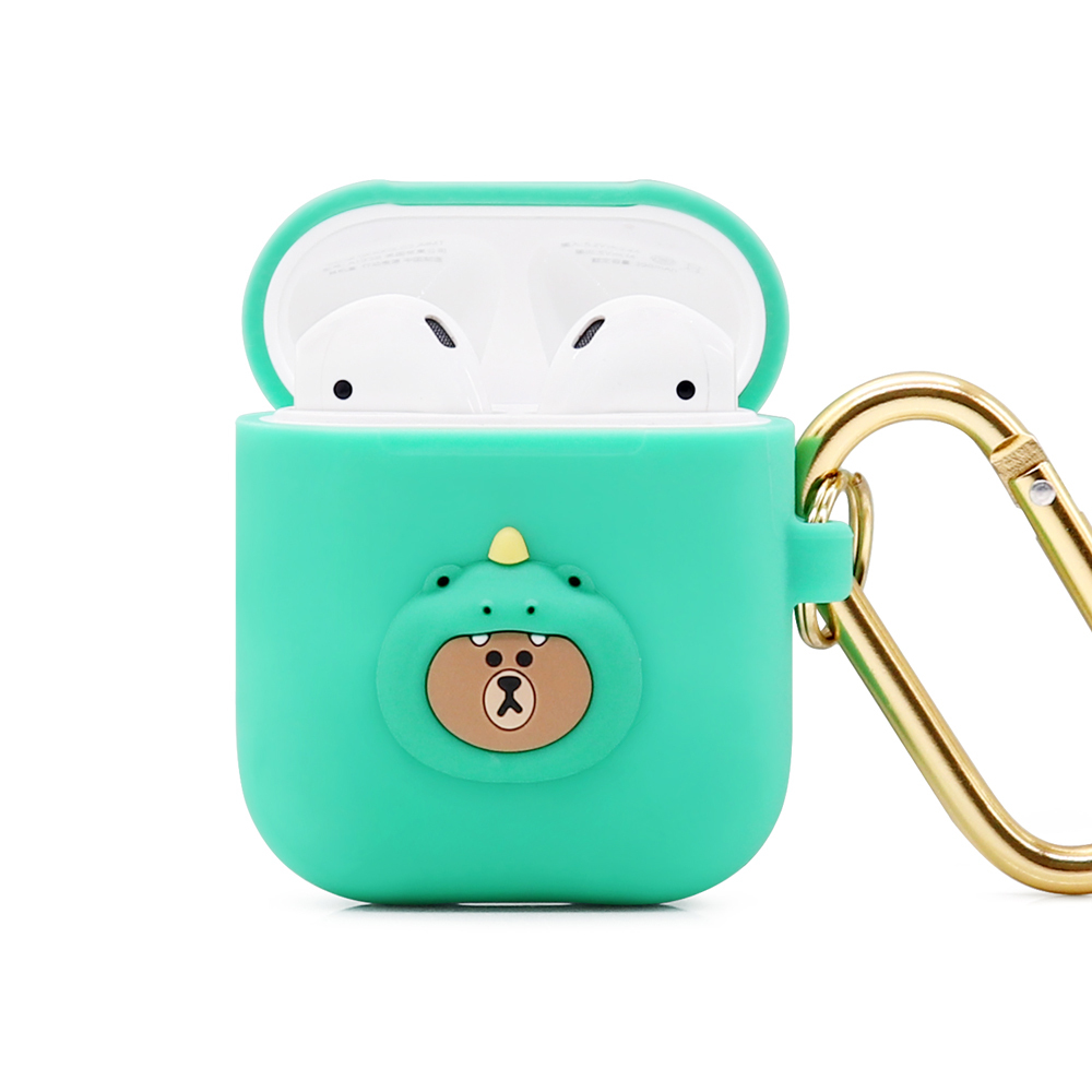 GARMMA LINE FRIENDS AirPods 1&2代 藍芽耳機盒保護套 叢林系列 恐龍熊大