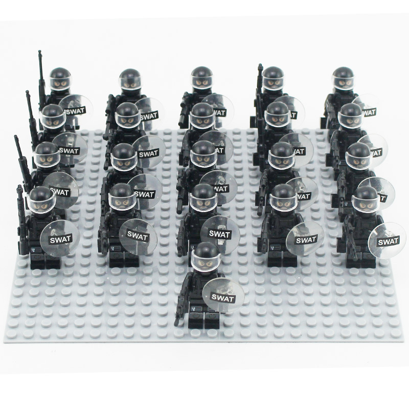 21PCS/ LOT Military Special Forces Soldiers Bricks Figures Guns Weapons Minifigure Minifig SWAT003