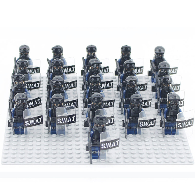 21PCS/ LOT Military Special Forces Soldiers Bricks Figures Guns Weapons Minifigure Minifig SWAT004