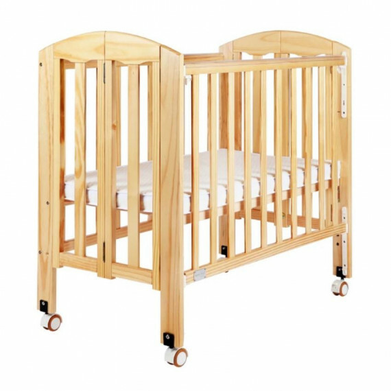 Baby Star Easi 摺合嬰兒木床 包括2” 床褥  – 原木色 / 紐西蘭松木