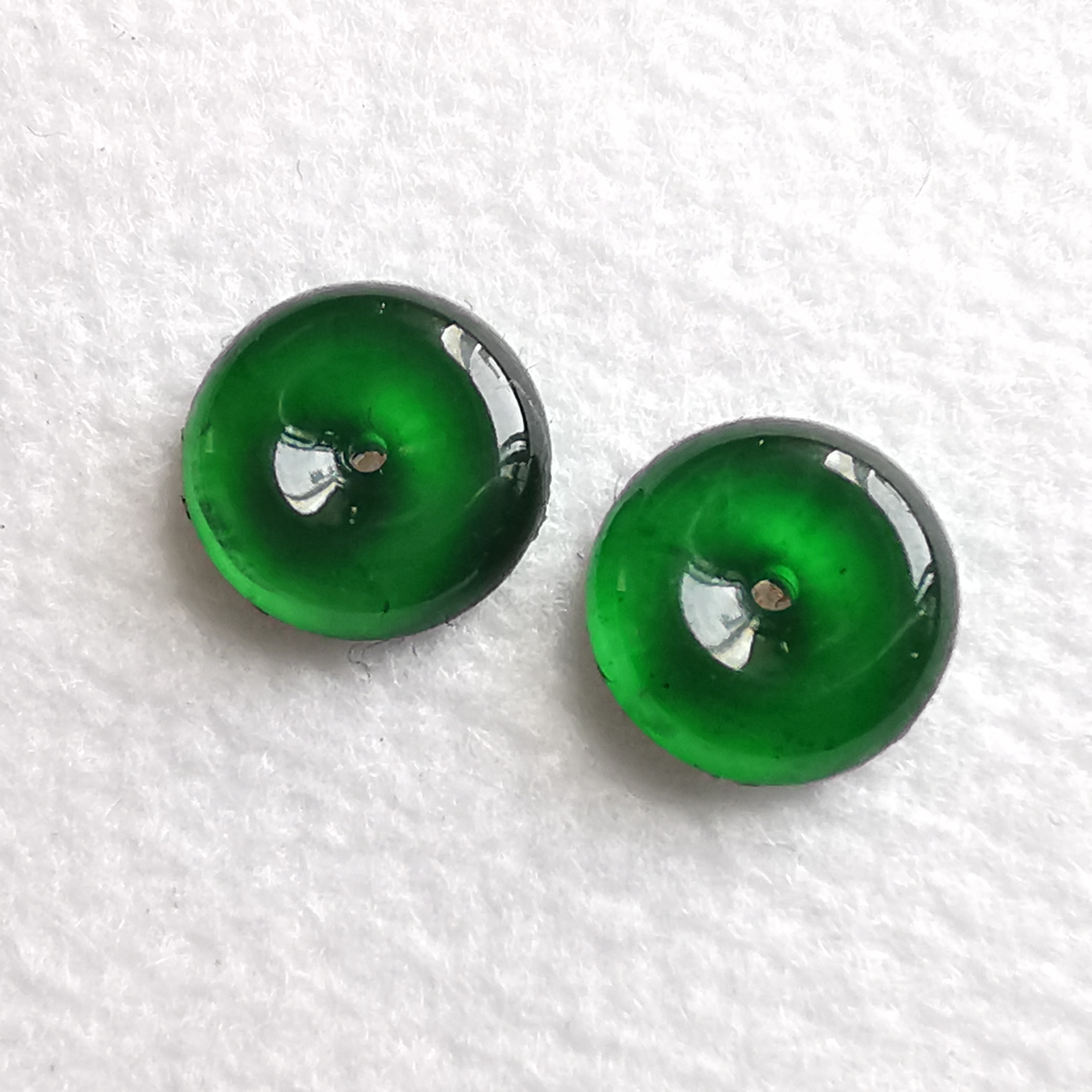 冰滿綠小平安扣一對, 天然翡翠A玉, 緬甸玉, Jade, Jadeite