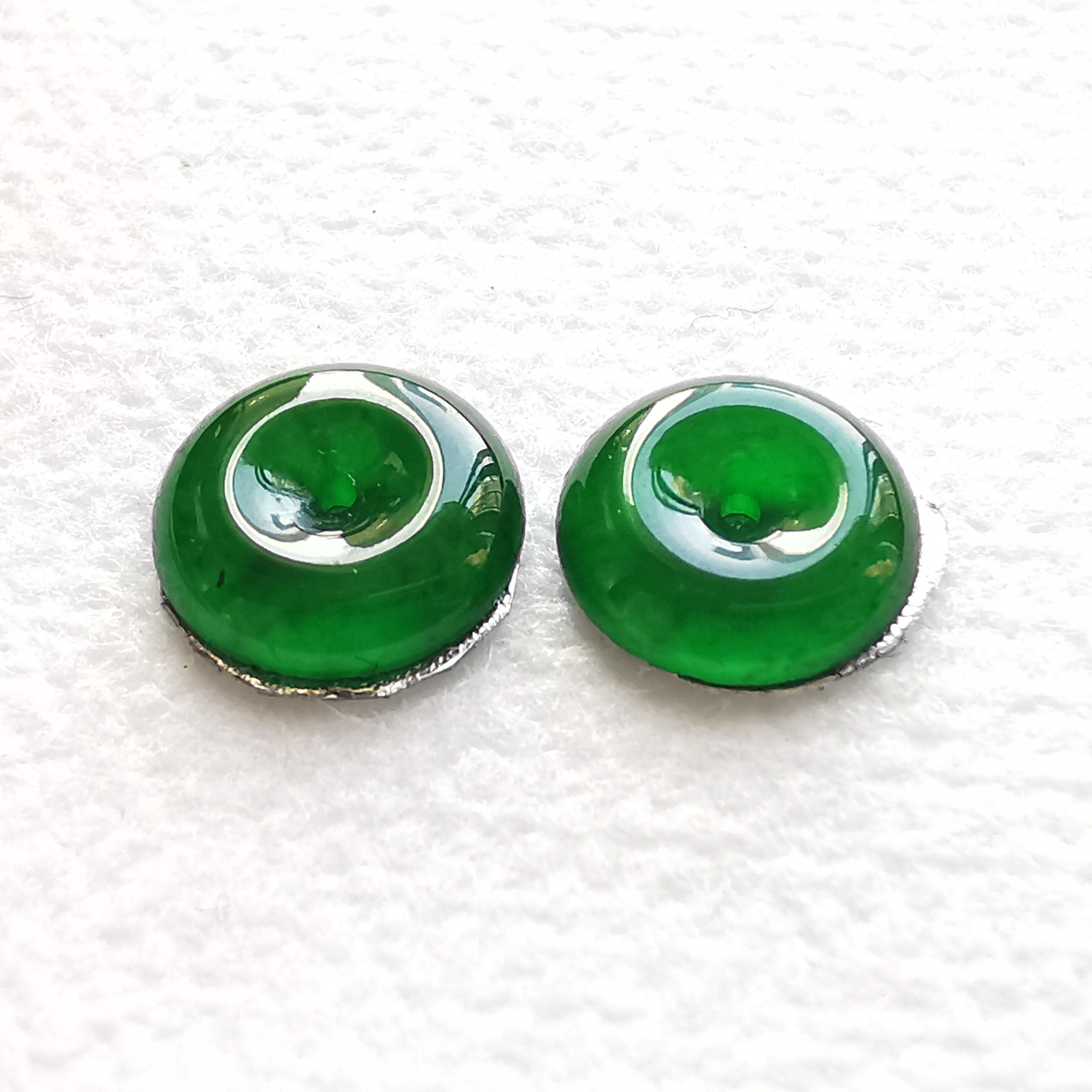 J2004 冰滿綠小平安扣一對
