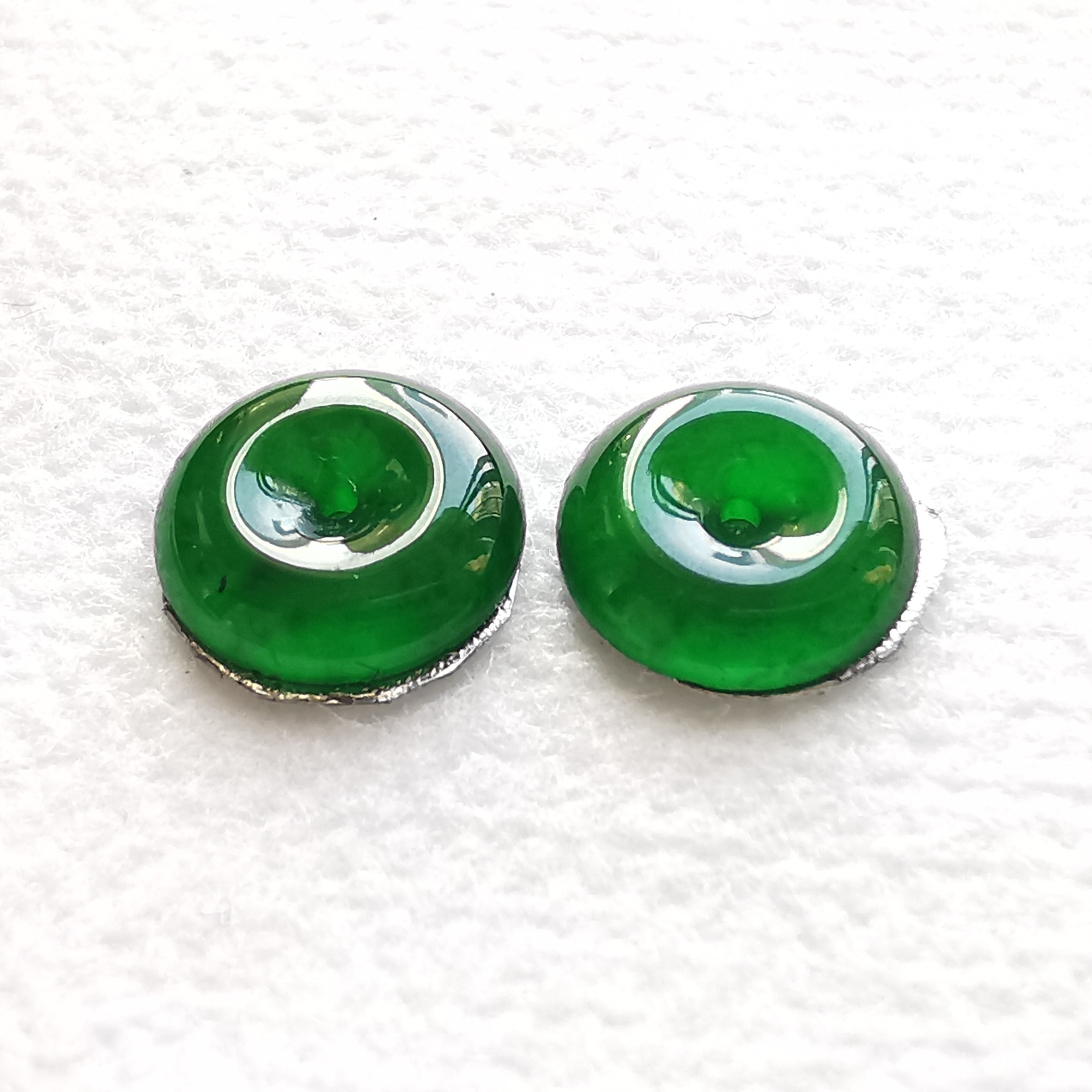 冰滿綠小平安扣一對, 天然翡翠A玉, 緬甸玉, Jade, Jadeite