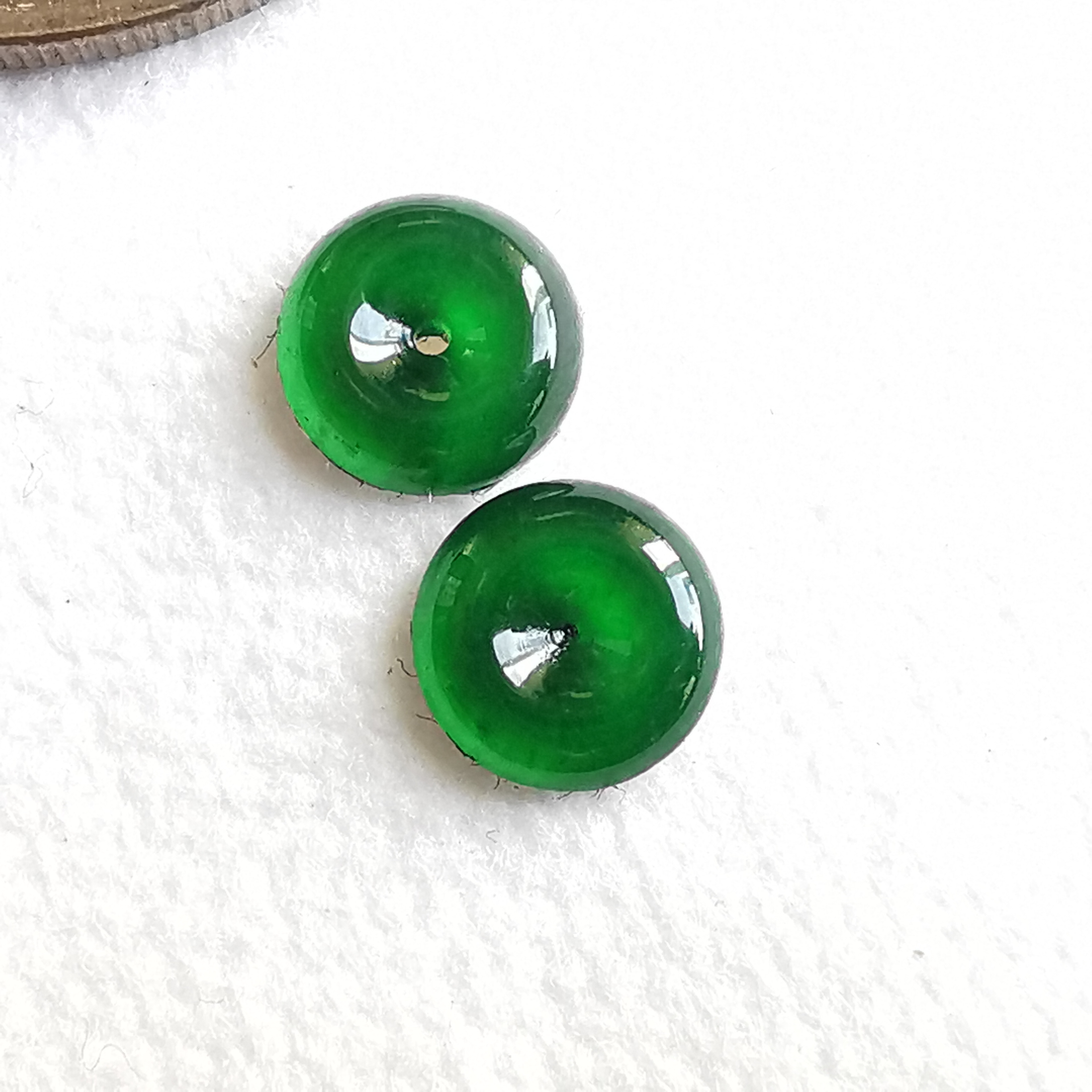 J2005 冰滿綠小平安扣一對