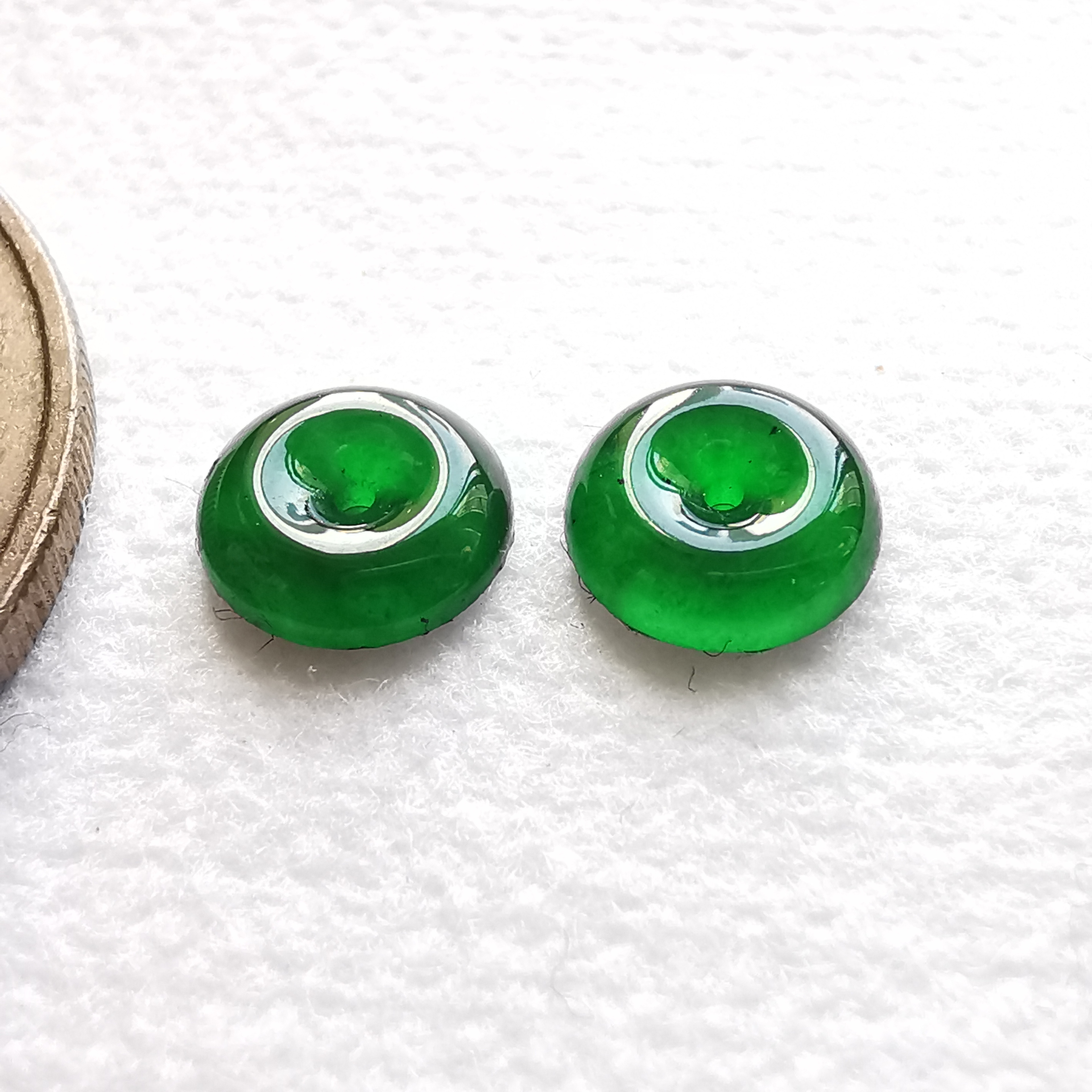 J2006 冰滿綠小平安扣一對