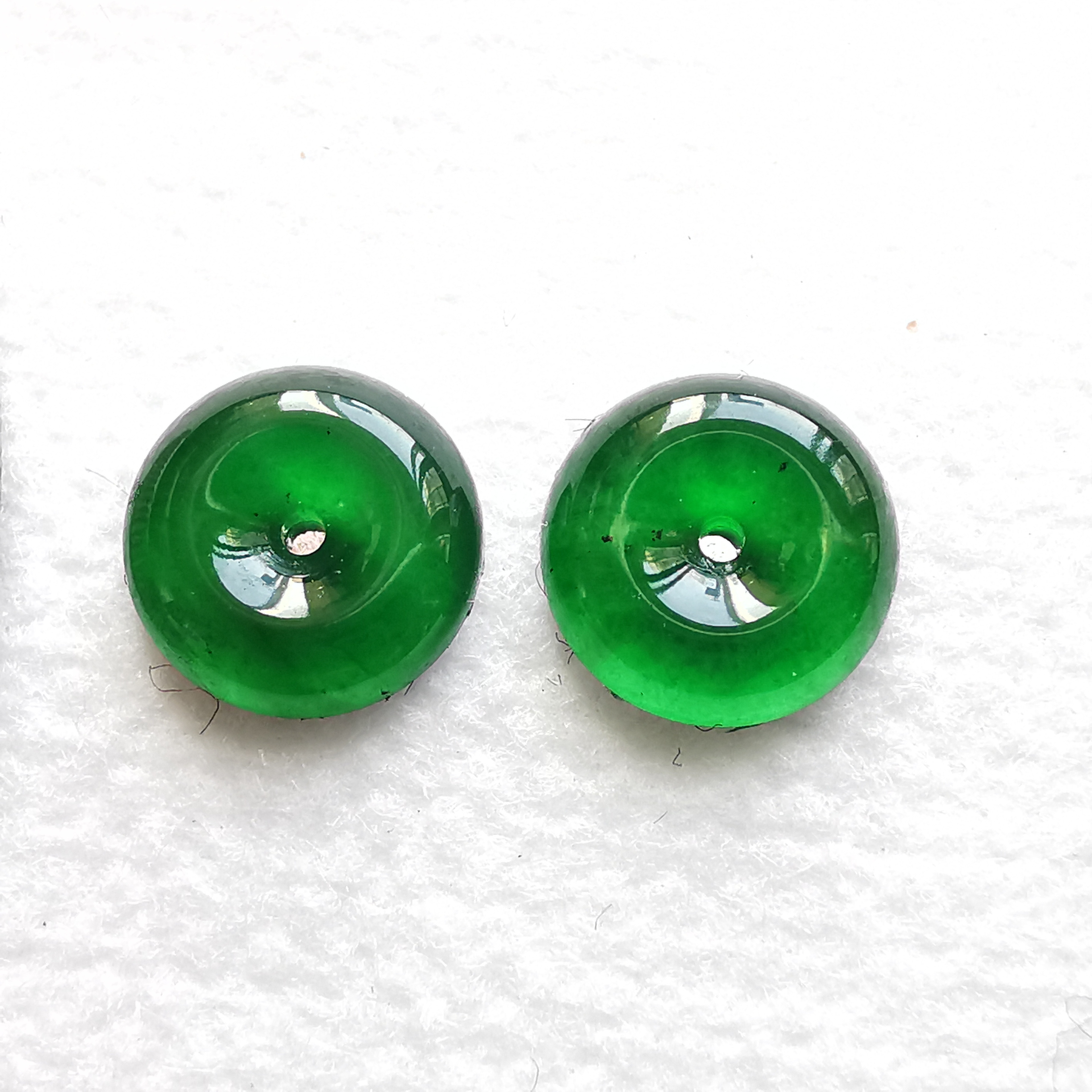 冰滿綠小平安扣一對, 天然翡翠A玉, 緬甸玉, Jade, Jadeite