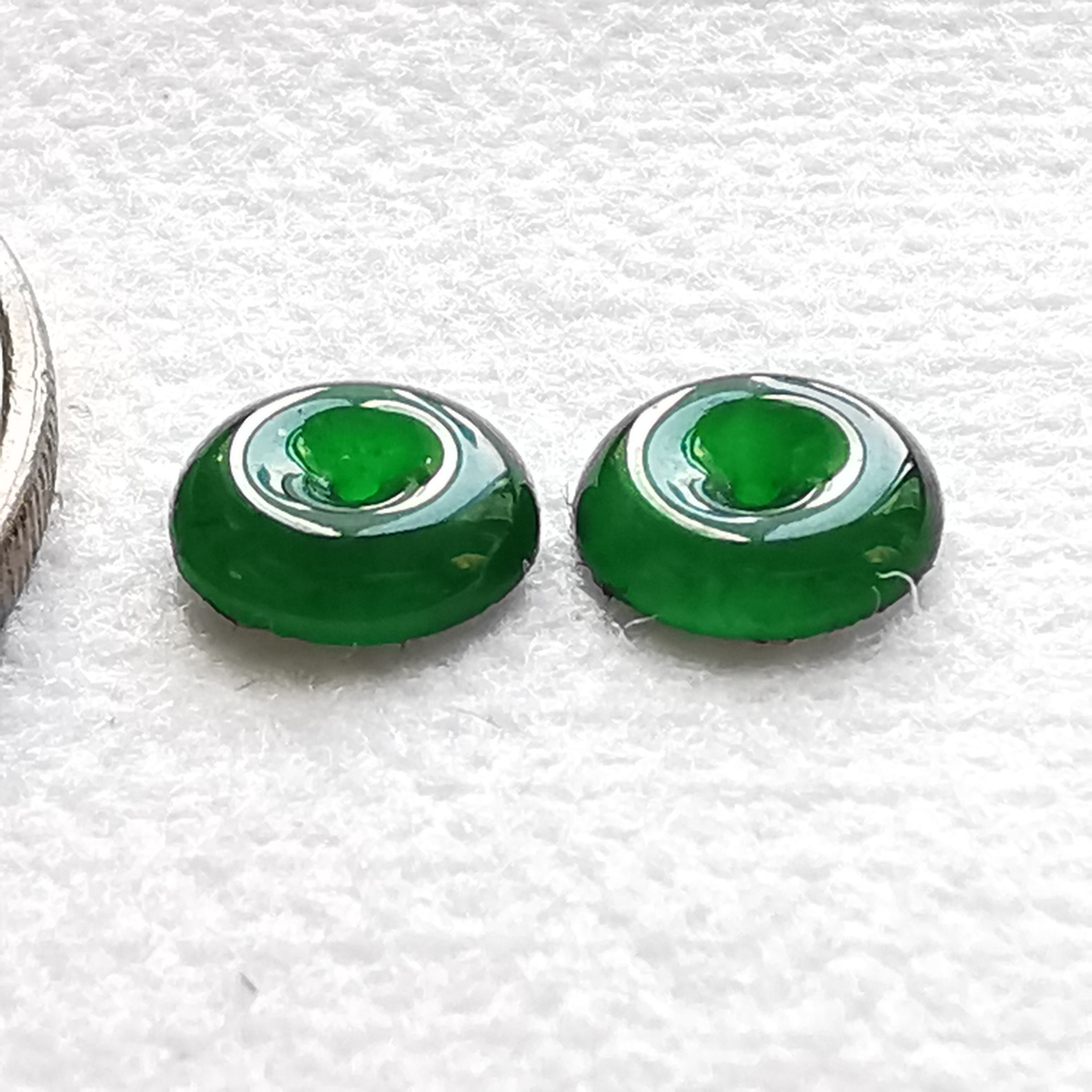 J2007 冰滿綠小平安扣一對