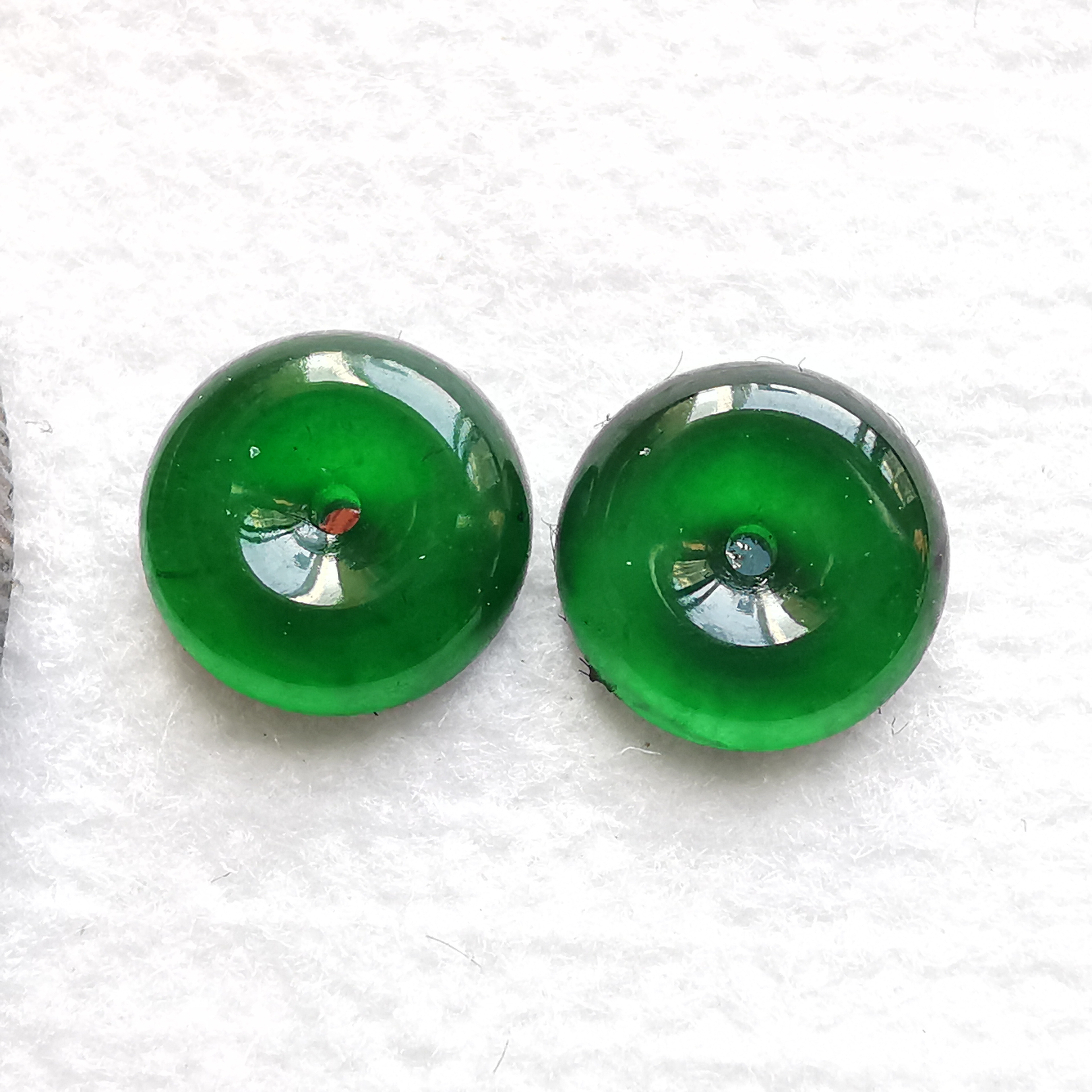 冰滿綠小平安扣一對, 天然翡翠A玉, 緬甸玉, Jade, Jadeite