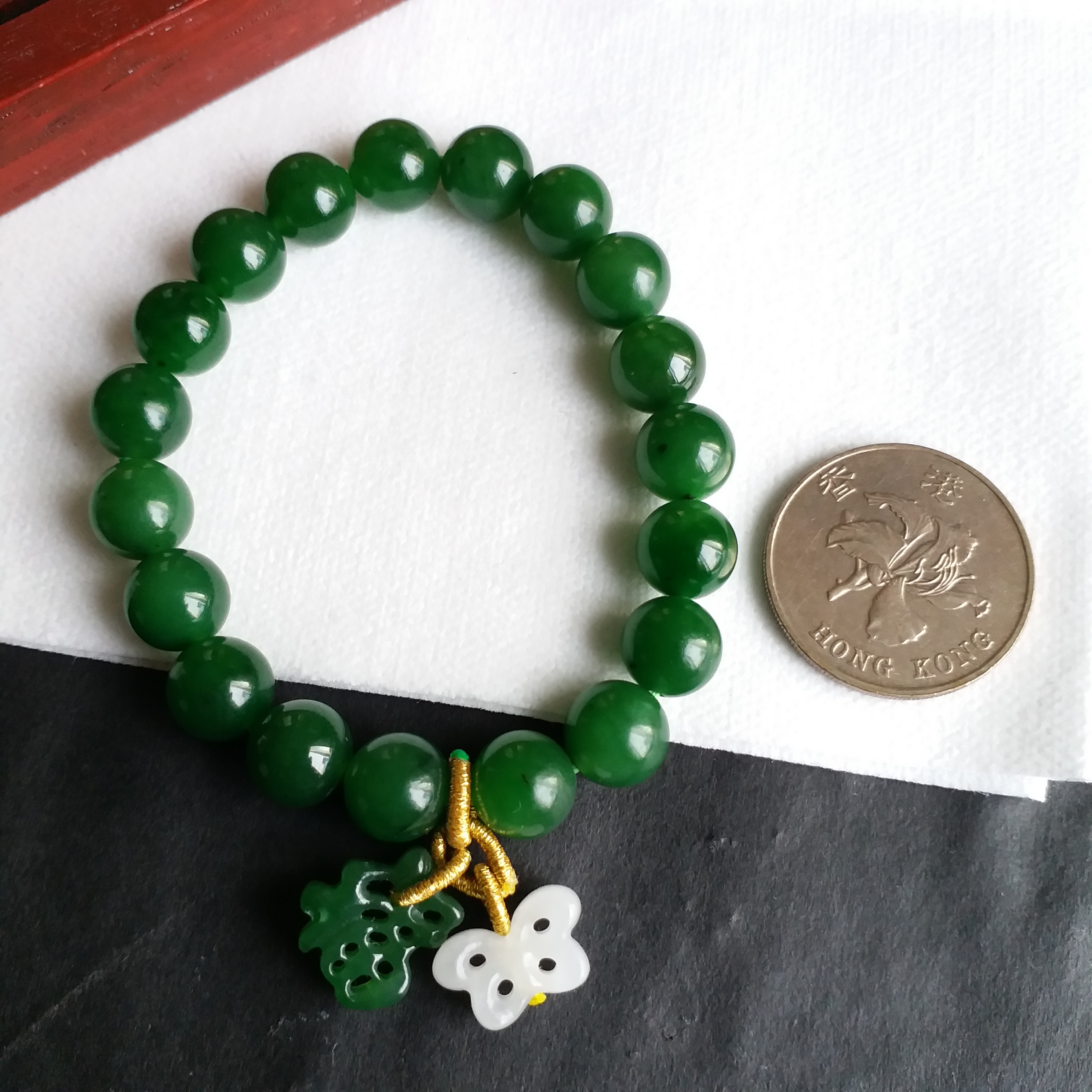 J2011 和田玉碧玉手串 (9.6mm直徑)