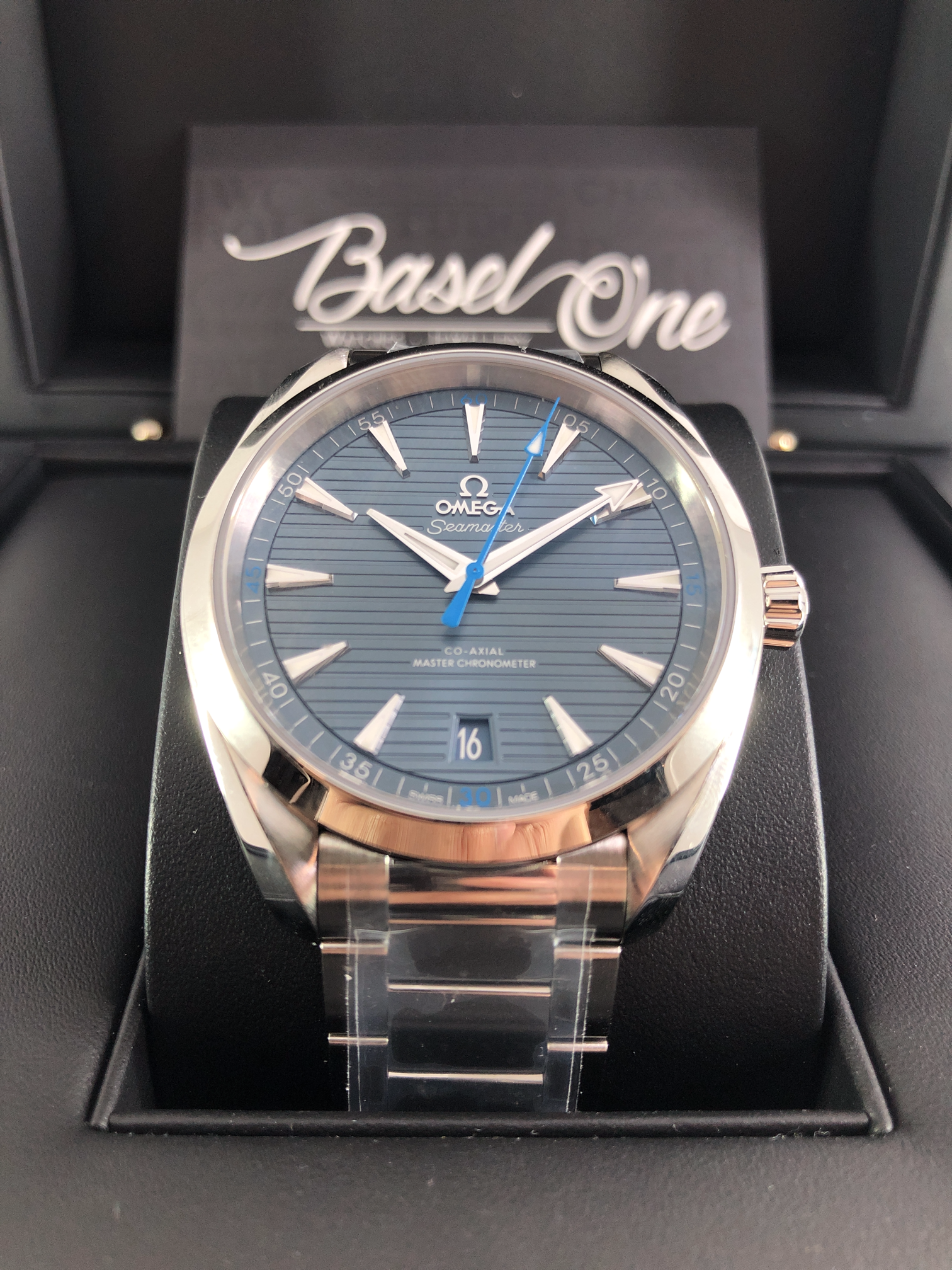 Discountinued BRAND NEW OMEGA 220.10.41.21.03.002 22010412103002 BLUE DIAL BLUE HAND AQUA TERRA 150M CO‑AXIAL MASTER CHRONOMETER 41 MM