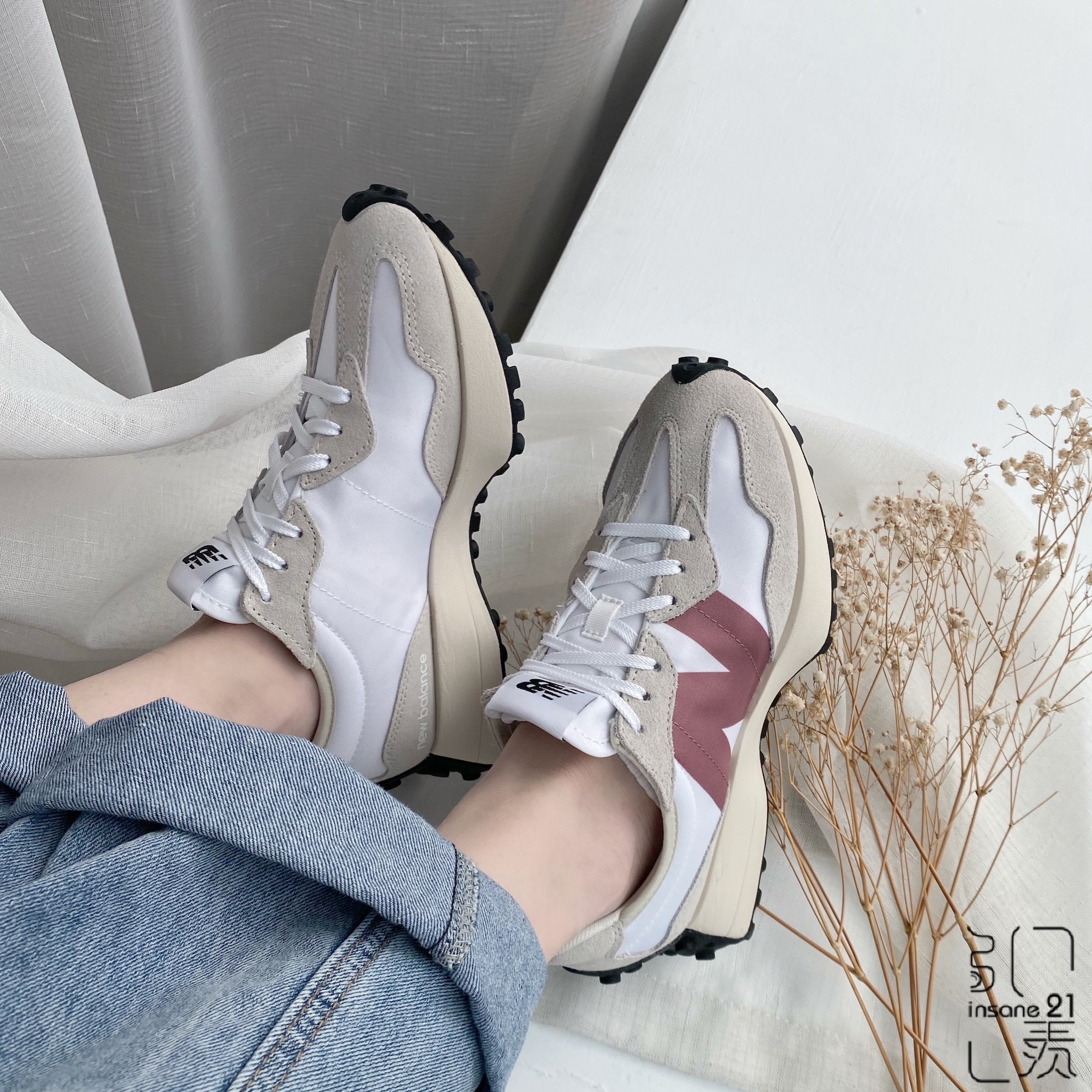 NEW BALANCE 327 乾燥 玫瑰 白粉  粉LOGO 女生尺寸 WS327CD