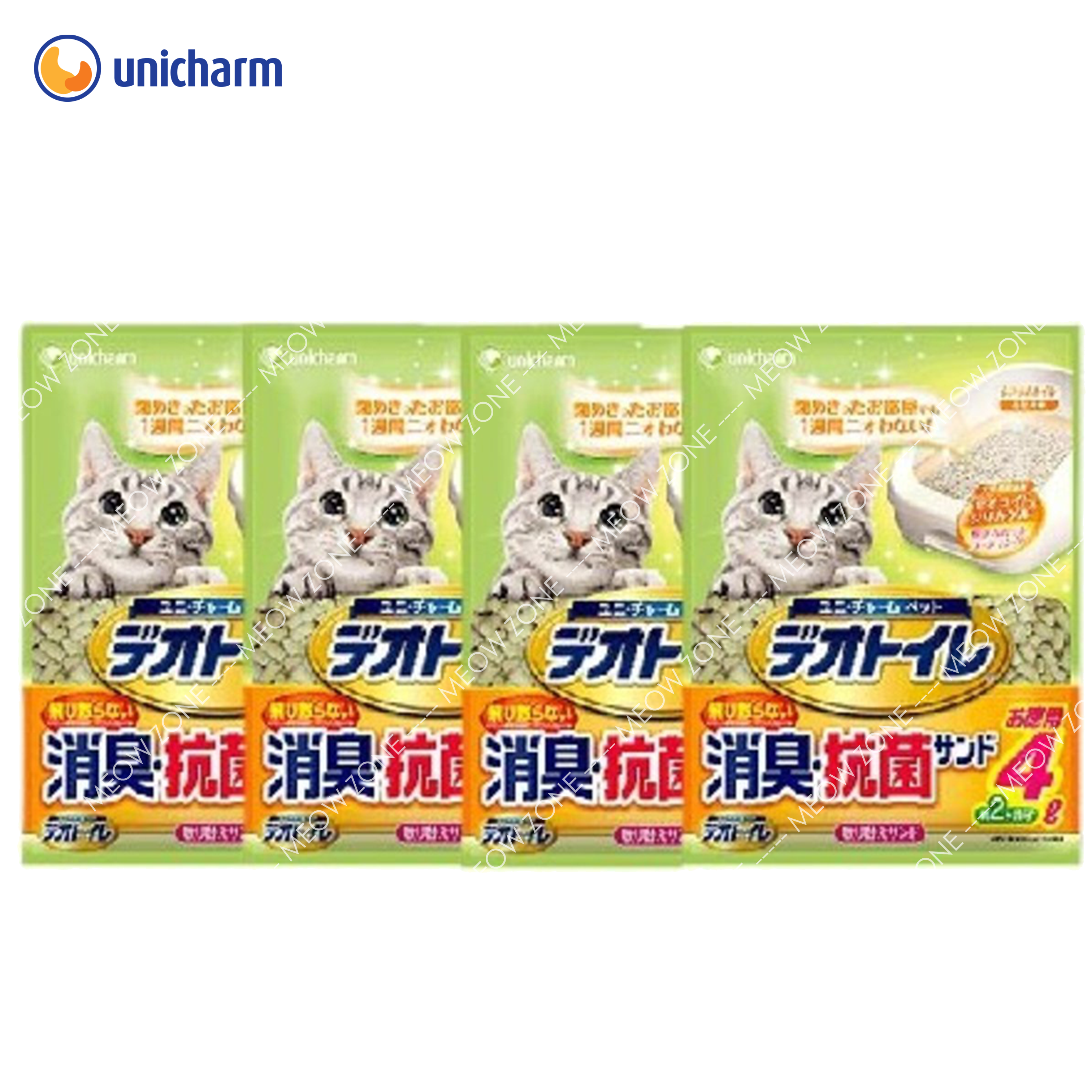 日本Unicharm消臭抗菌沸石貓砂 4L x 4包