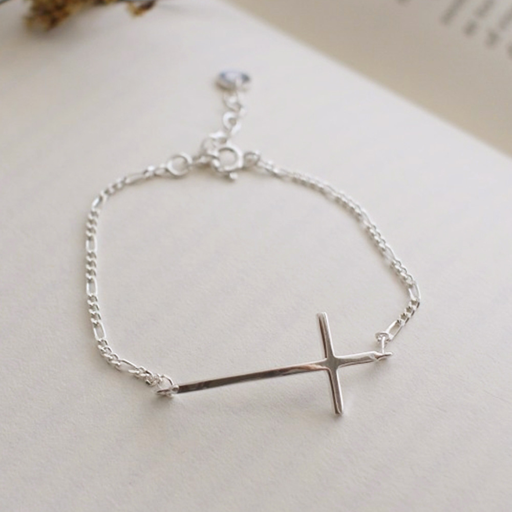 伊甸園十字純銀手鍊/SB008 十字架手鏈 925純銀 信仰 信念 女生禮物 聖誕禮物禮盒