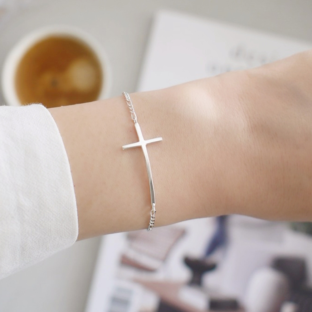 伊甸園十字純銀手鍊/SB008 十字架手鏈 925純銀 信仰 信念 女生禮物 聖誕禮物禮盒