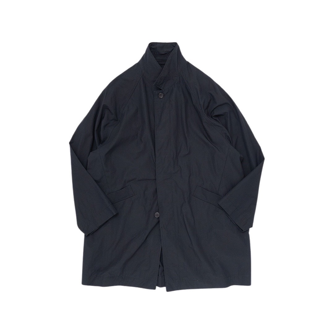 STILL BY HAND - NYLON COTTON COLLAR COAT / DARK NAVY