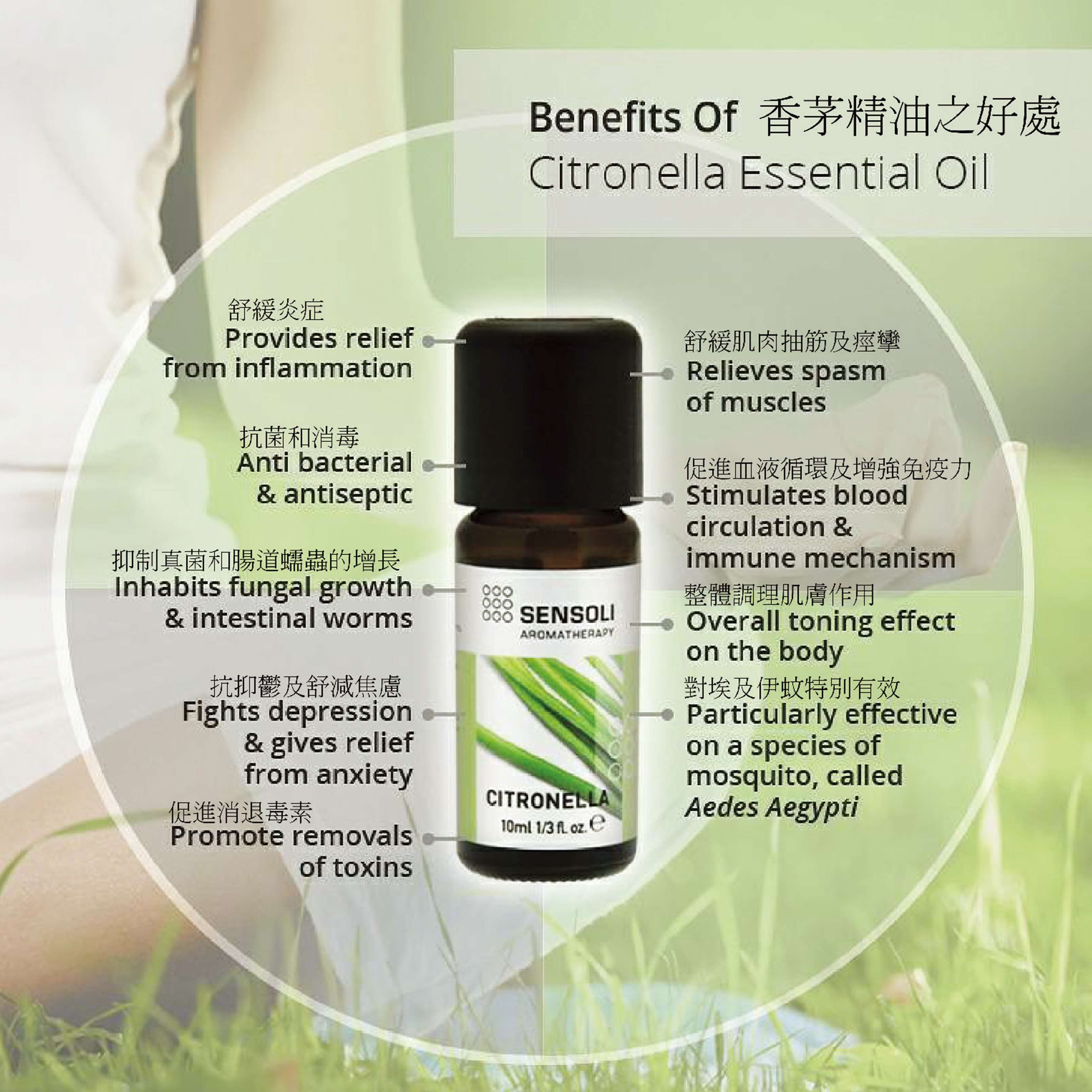 德國百年品牌 Sensoli Citronella 10ml    香茅精油  ( 英國原裝進口 )