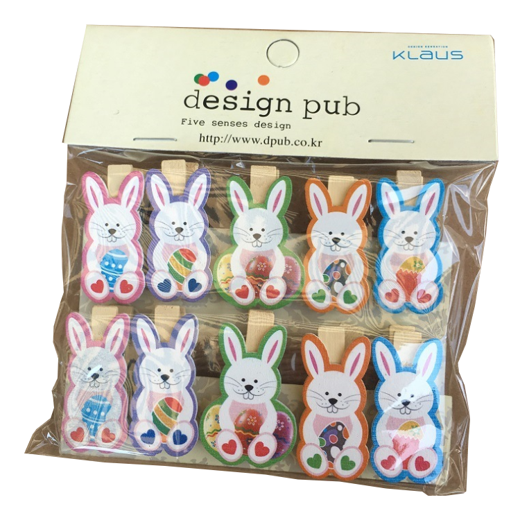 純手工木質帶麻繩創意復活節兔小夾子 299