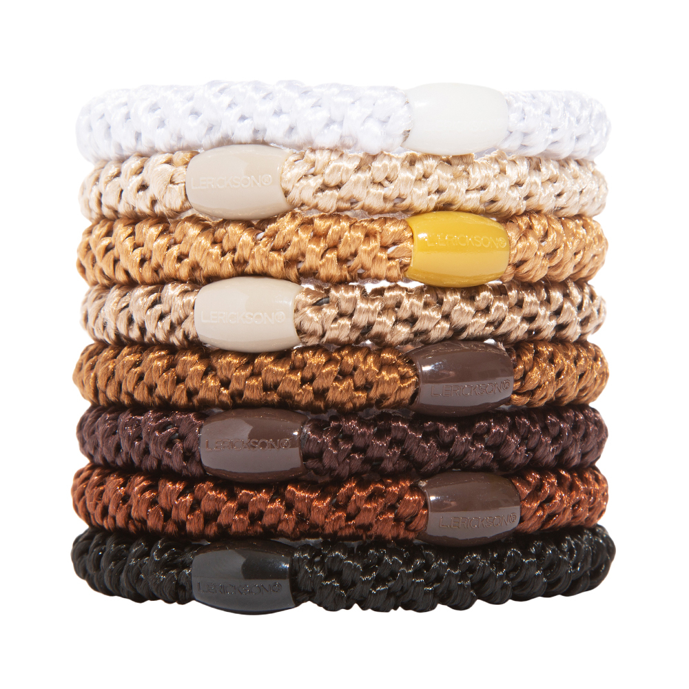 L. ERICKSON 彈力髮圈8入-粗版〈焦糖可可〉