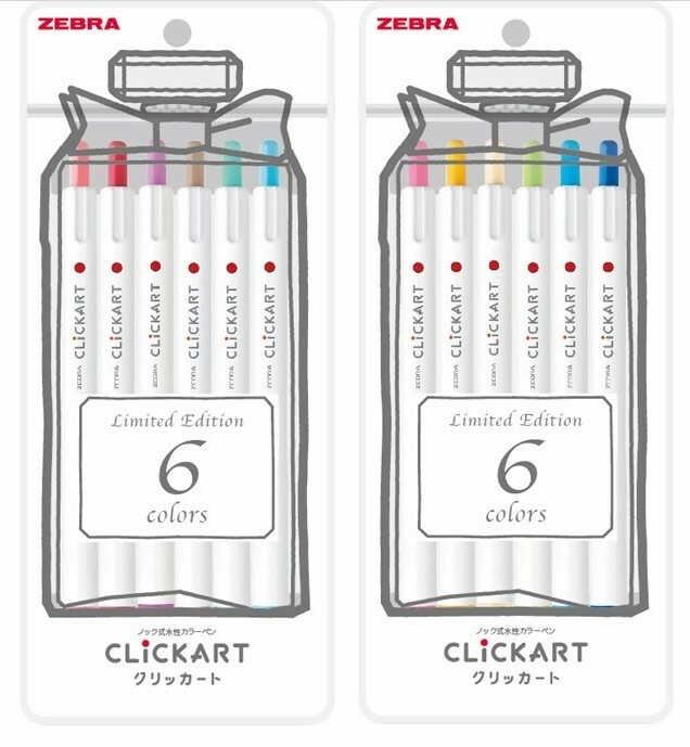 Zebra Clickart 6-color Water-Based Pen Set