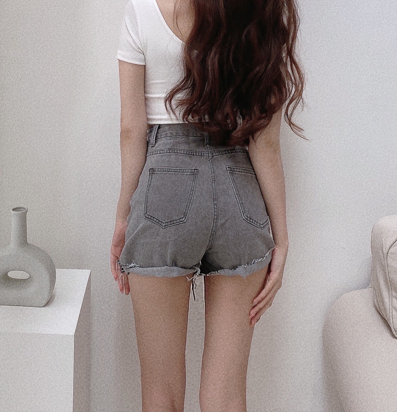 水洗小破損牛仔短褲/二色