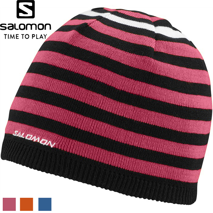 Salomon 法國 Stripe Beanie 雙面 保暖帽 黑粉/橘黑/藍白 41SL325478/41SL325480/41SL325481
