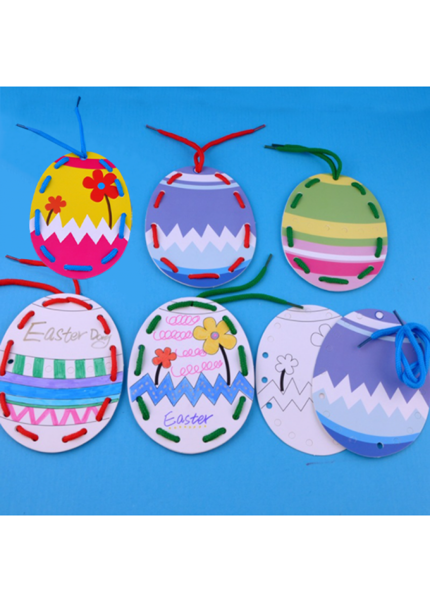 DIY穿繩塗色彩蛋掛件材料包 M1111