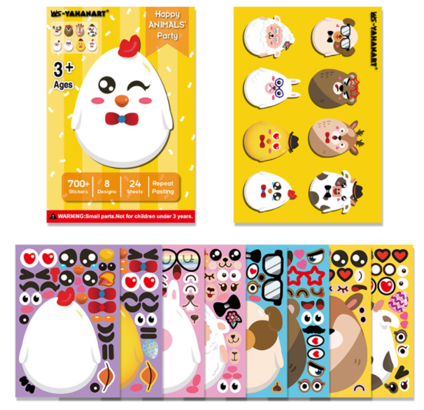 復活節動物表情貼紙套裝(24PCS)63313