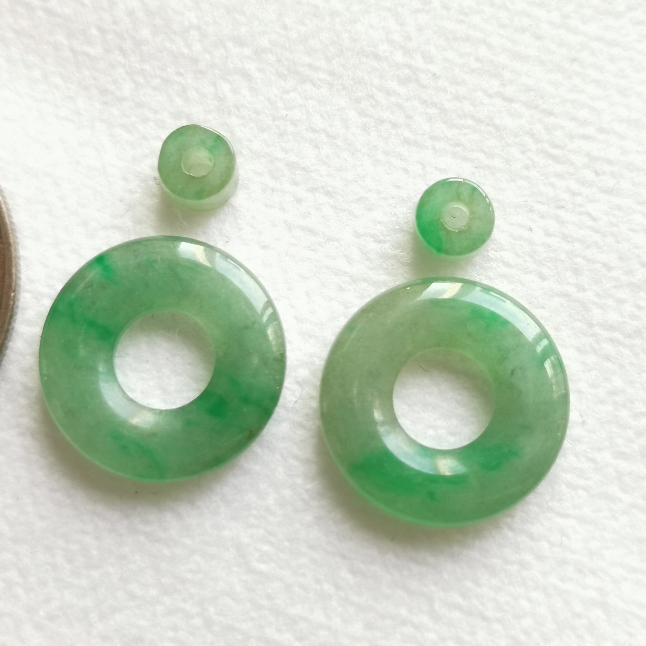 J2018 飄陽綠母子平安扣一對