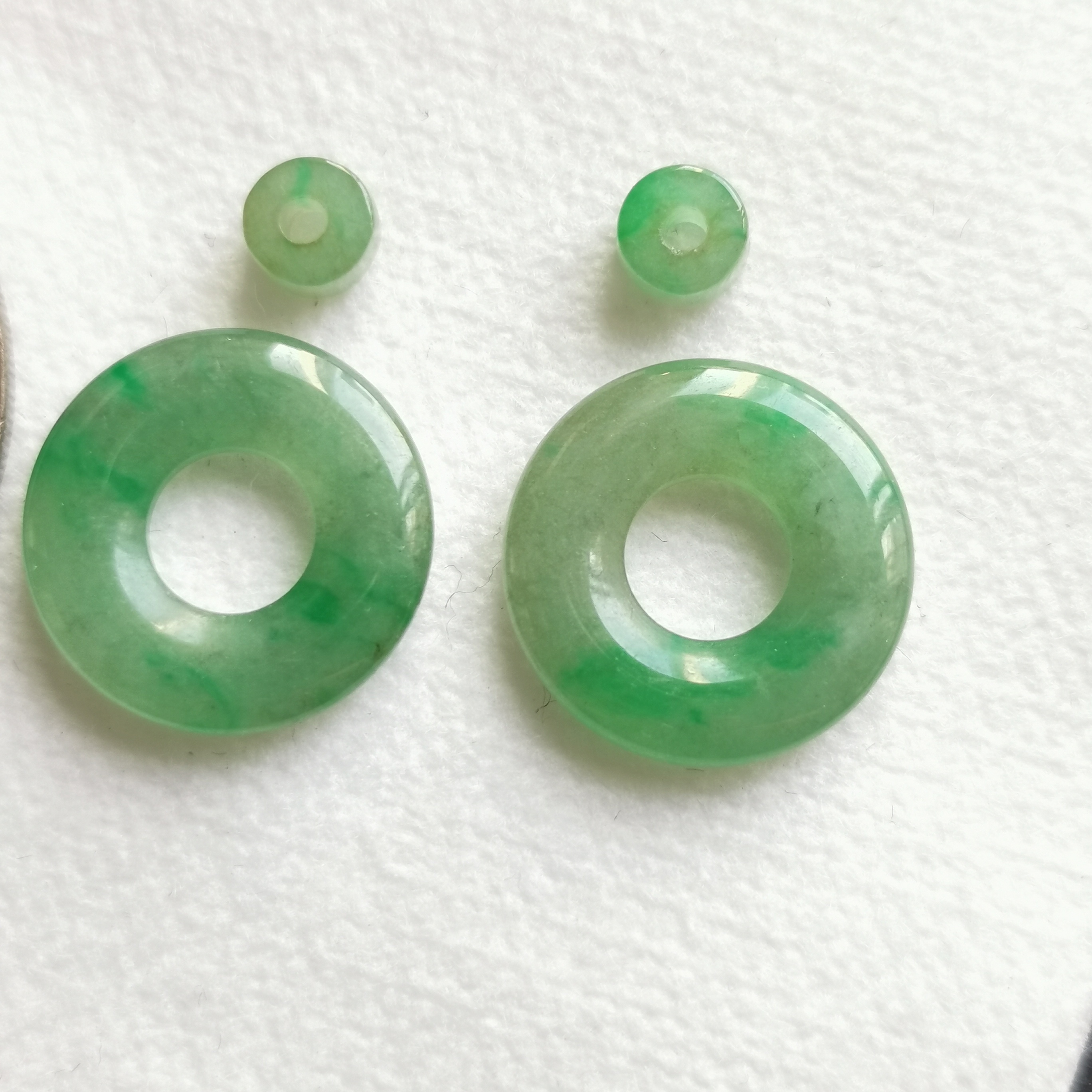 飄陽綠母子平安扣一對, 天然翡翠A玉, 緬甸玉, Jade, Jadeite