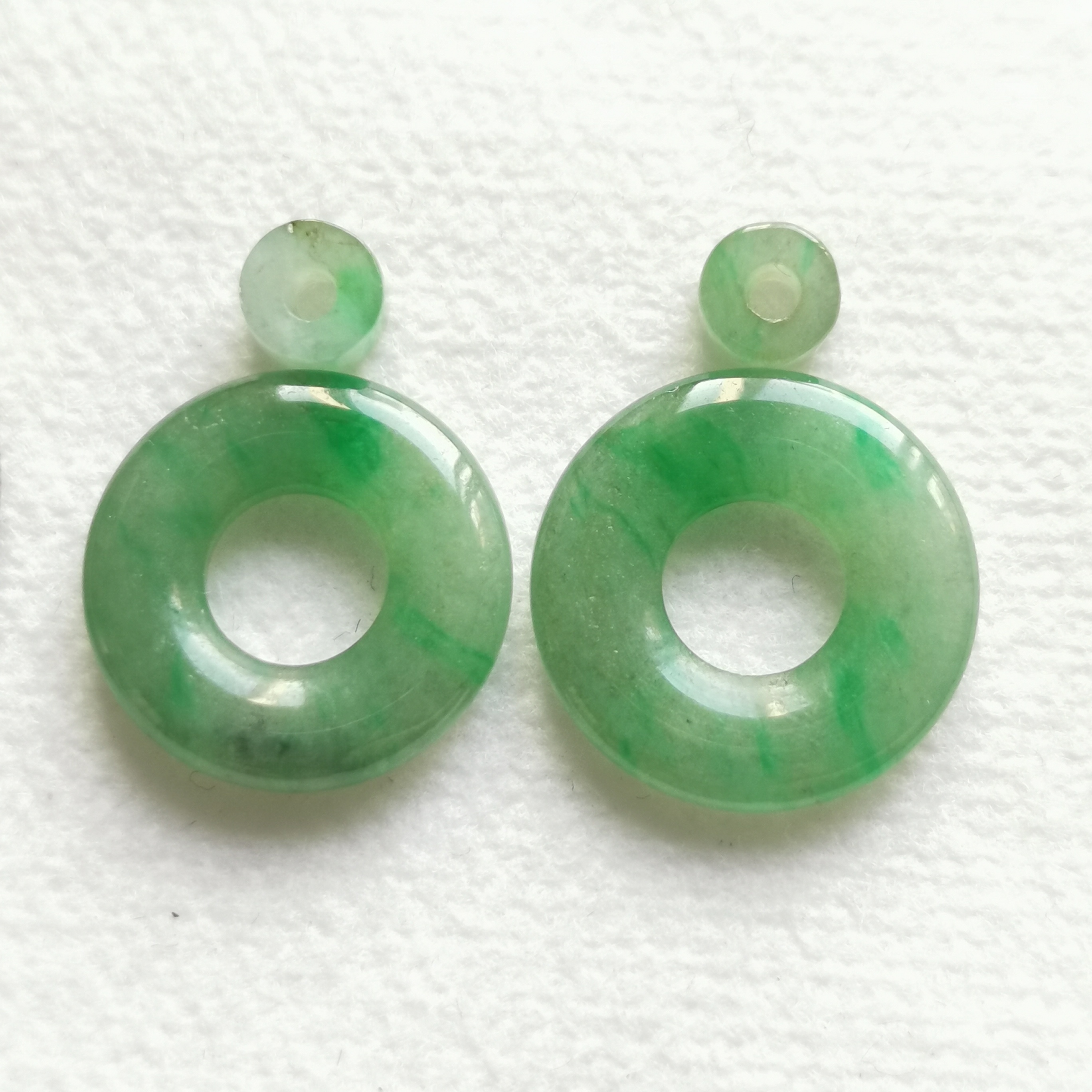 飄陽綠母子平安扣一對, 天然翡翠A玉, 緬甸玉, Jade, Jadeite