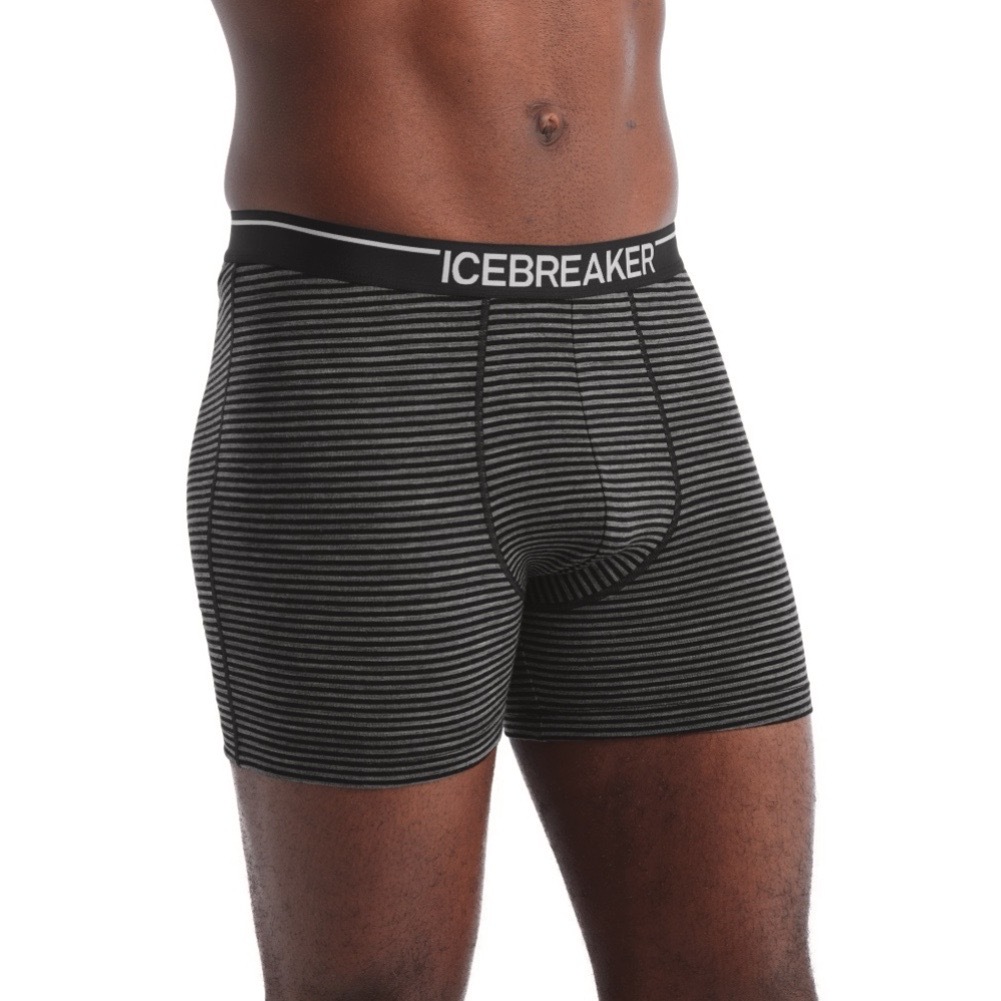 icebreaker Anatomica 羊毛開口四角內褲-BF150-黑灰條紋 男生