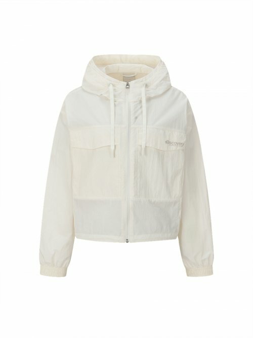 Discovery 大口袋 短版 女 風衣 夾克 外套 米白色DWWJ92023-CRS
