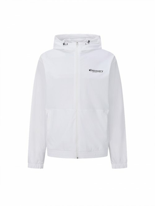 Discovery 輕便 男 訓練 連帽 風衣 夾克 外套 白色 DMTR65023-WHS