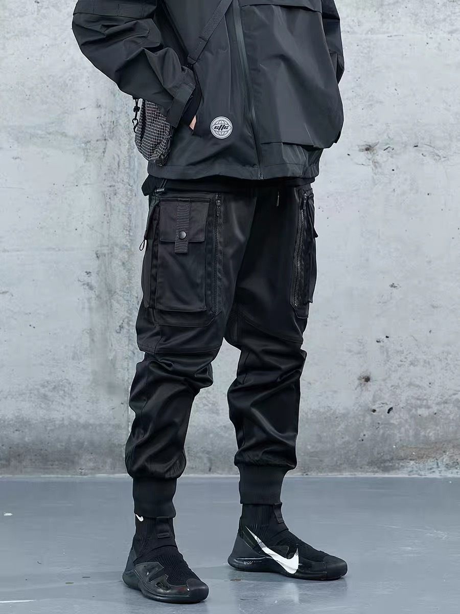 矩陣對稱多口袋工裝束腳褲