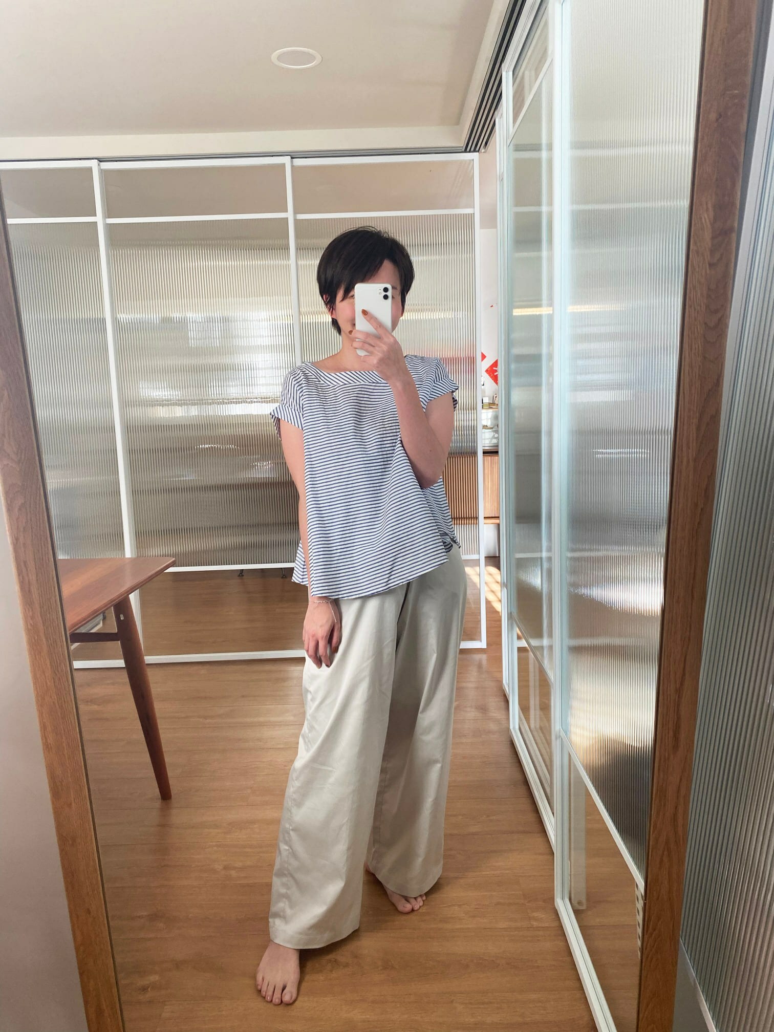 春日跳格子傘裝簡約上衣-美羽