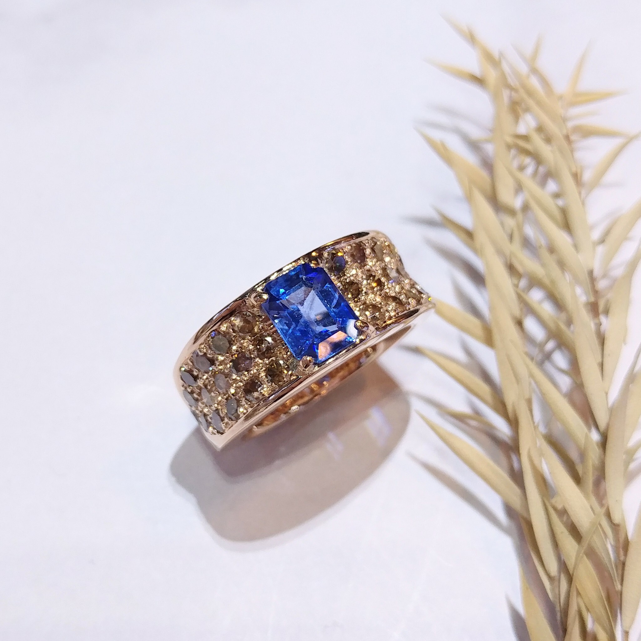 18K Rose Gold 1.87ct Sapphire and Diamond Ring