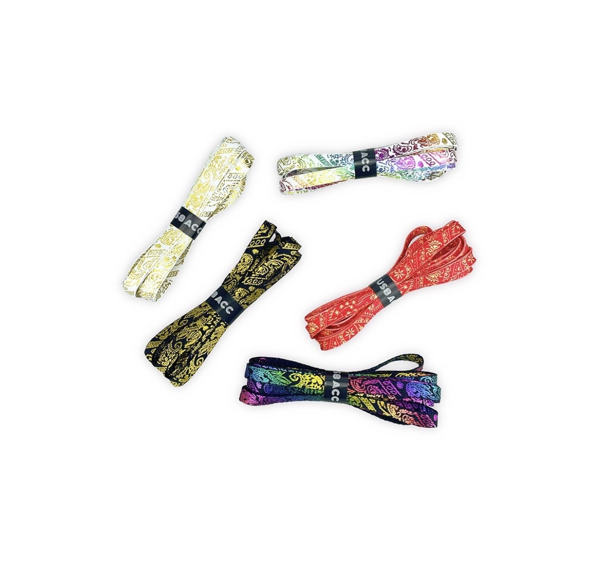 US8ACC 紅黑白燙金彩虹變形蟲 鞋帶組 5入