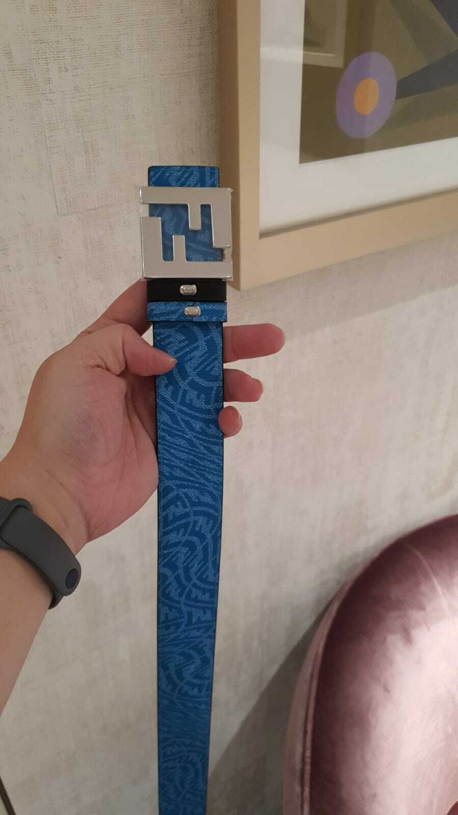 [E] FENDI BELT,NERO+CYBER BLU+PALLADIO, 7C0424-AFSZF1F0P (EFD57)