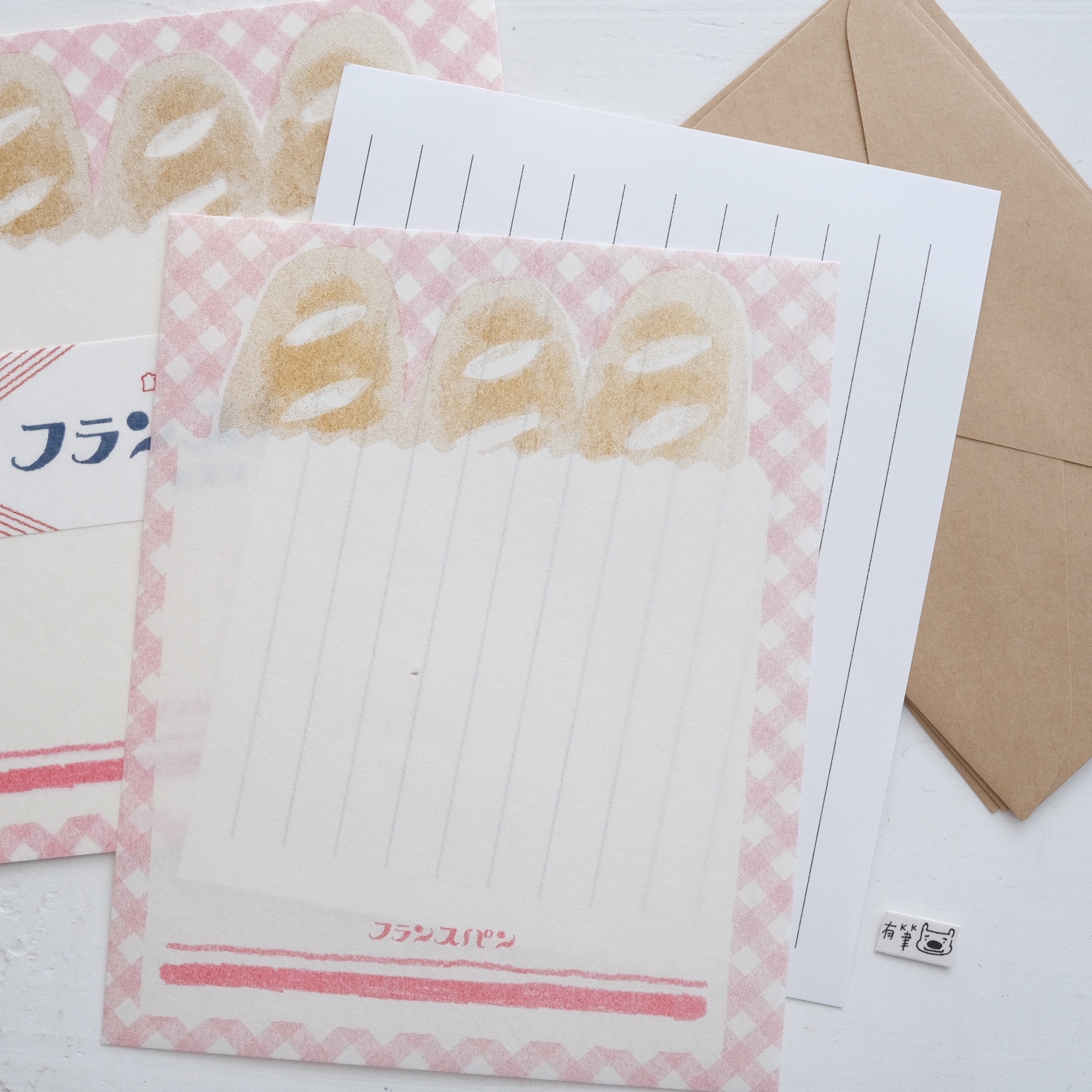 紙製法國長棍麵包 造型迷你信封信紙組 | 古川紙工 日本