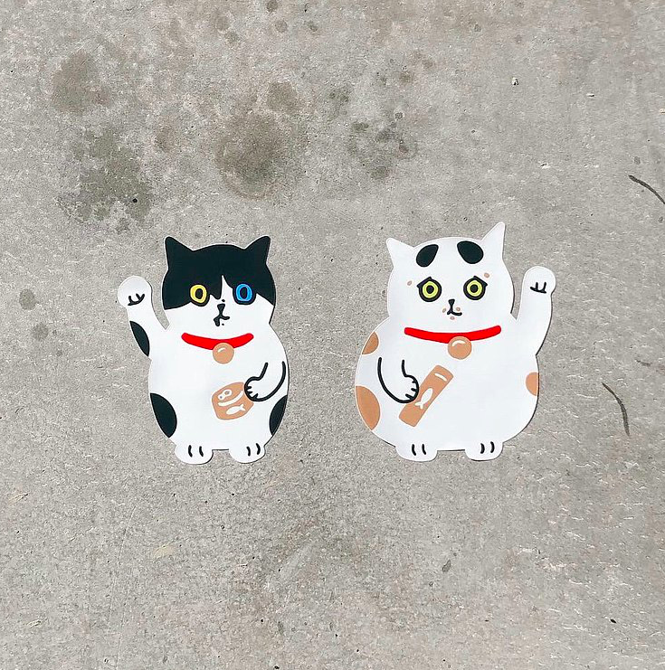 招財貓防水大貼紙 2入｜superB studio