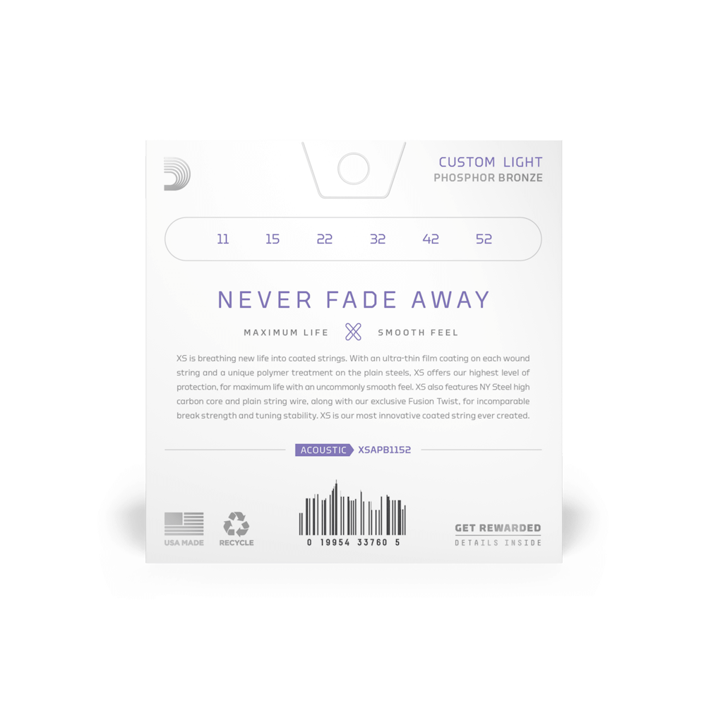 D'addario - XSAPB1152 木吉他弦 磷青銅 輕塗層原聲吉他弦 第 3 張圖片｜三峽吉他 / Bass