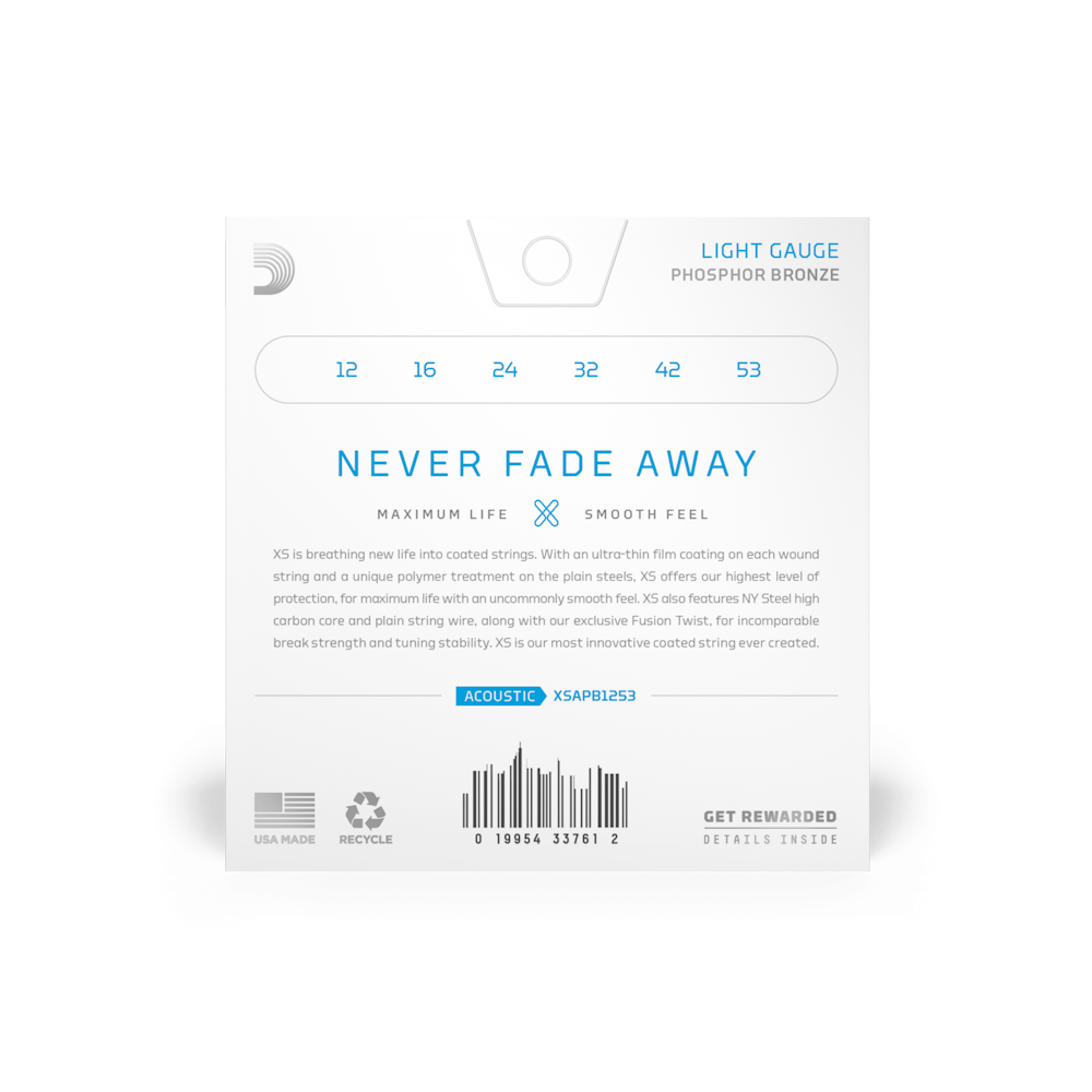 D'addario - XSAPB1253 木吉他弦 磷青銅 輕塗層原聲吉他弦 第 3 張圖片｜三峽吉他 / Bass