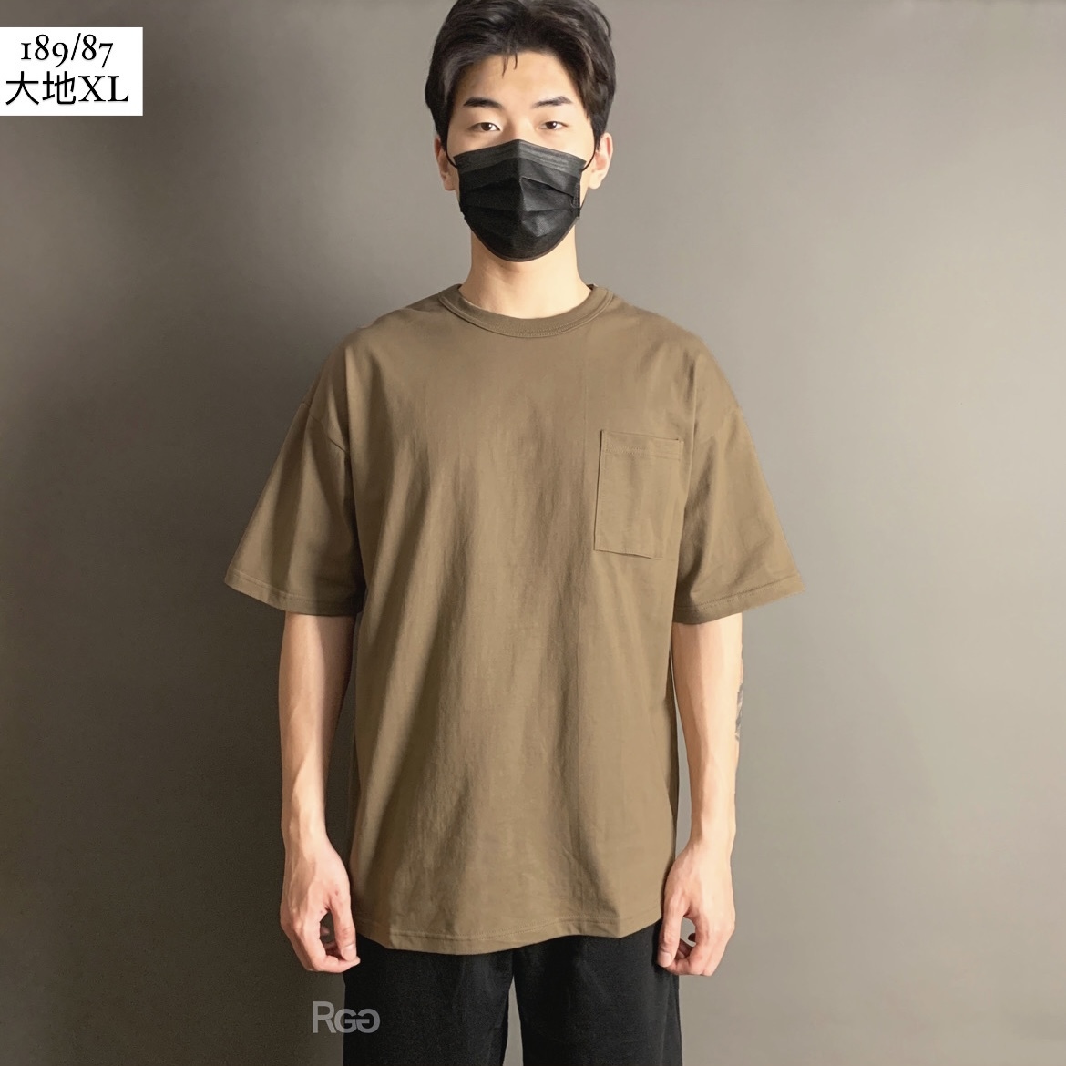 #21117 16支 開衩 前短後長 口袋 短T